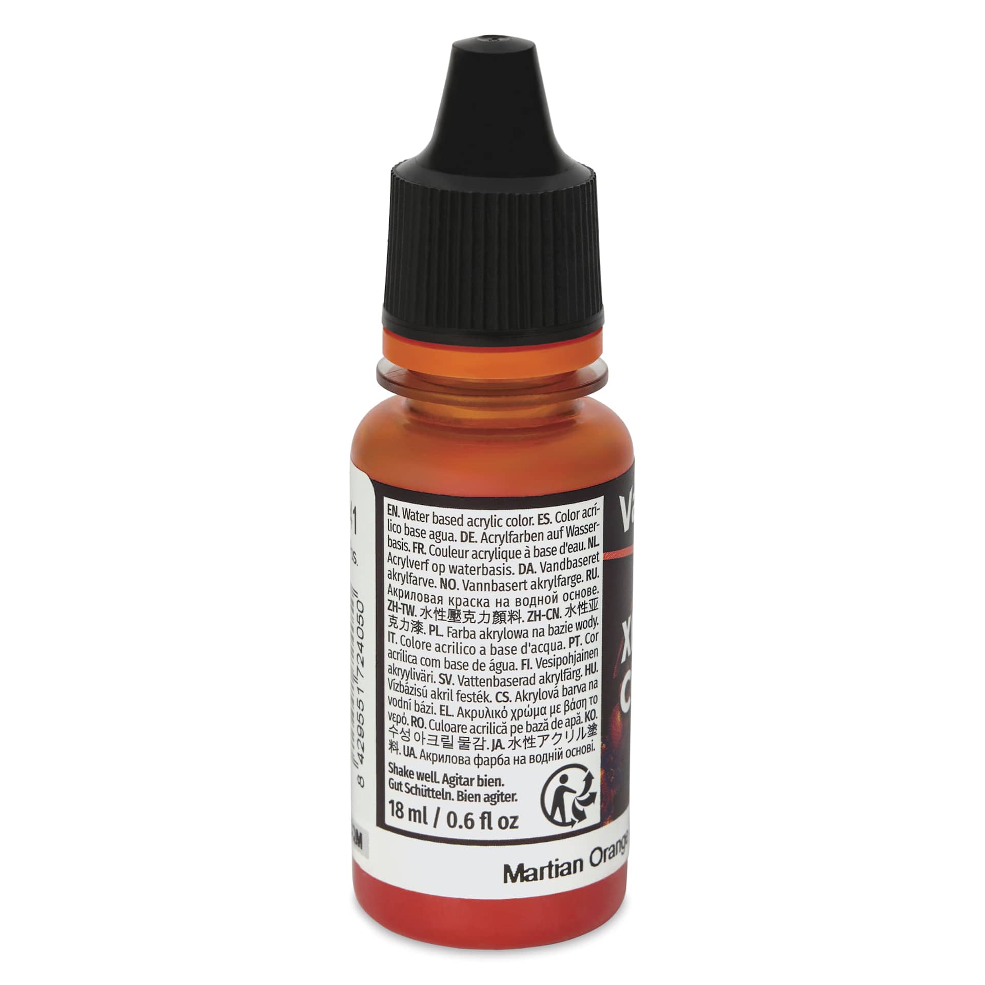 Vallejo Xpress Color Acrylic Paint - Martian Orange, 18 ml - back of bottle
