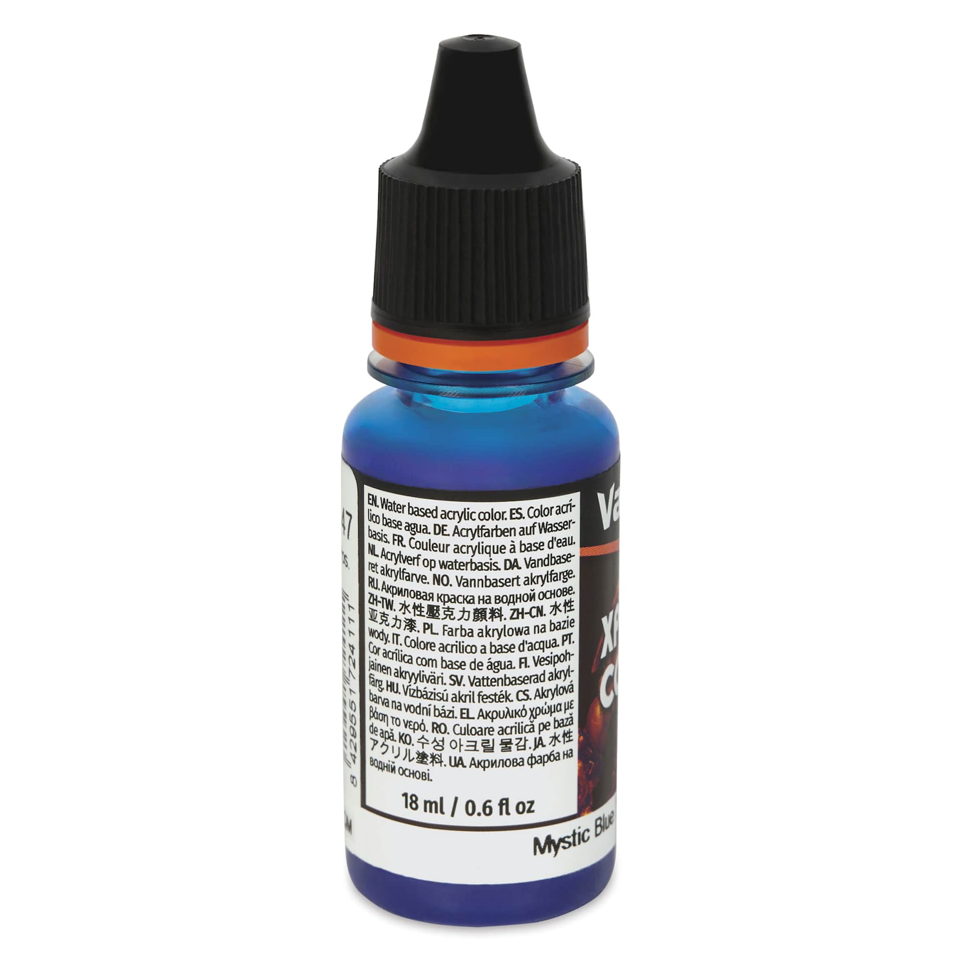 Vallejo Xpress Color Acrylic Paint - Mystic Blue, 18 ml - back of bottle