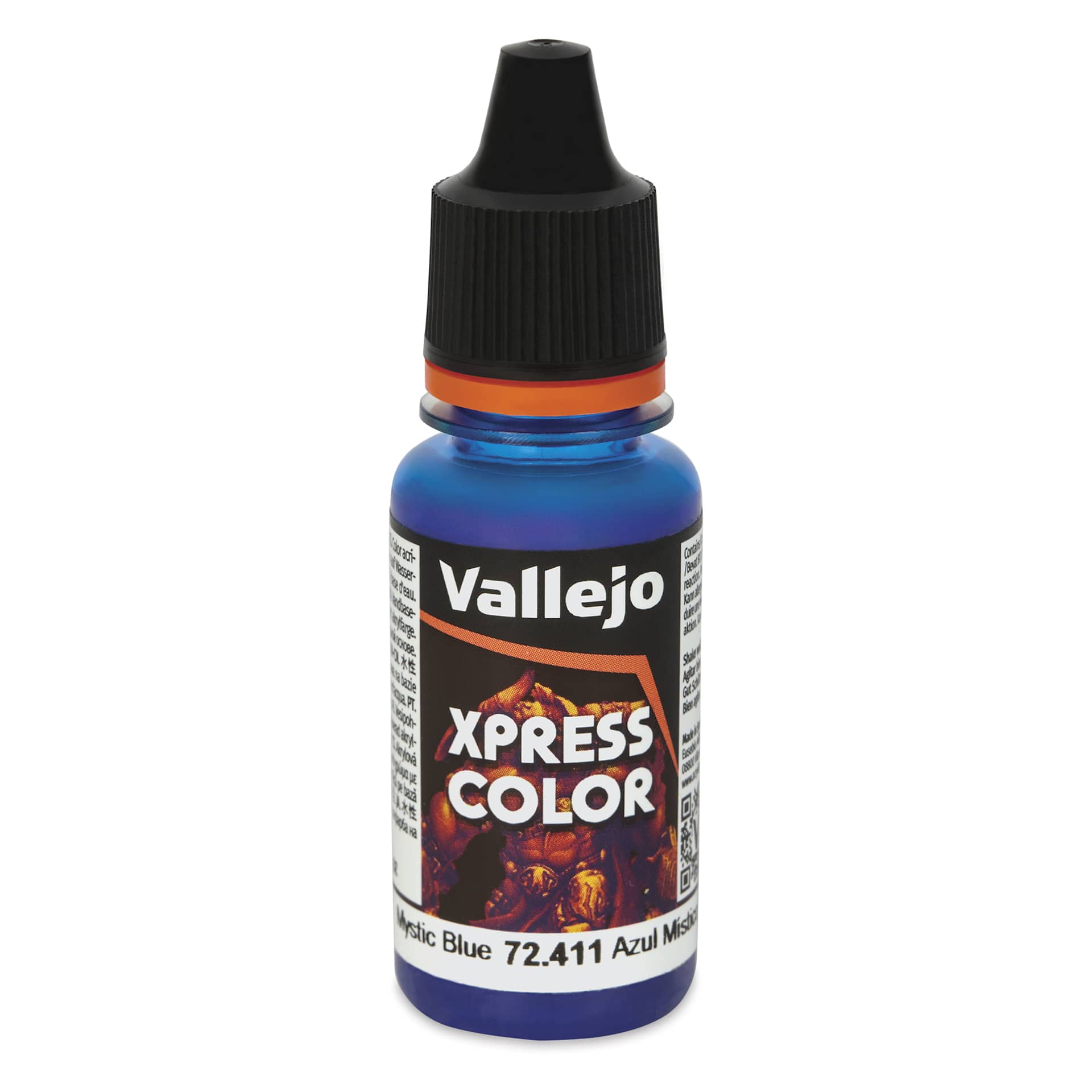 Vallejo Xpress Color Acrylic Paint - Mystic Blue, 18 ml - front of bottle