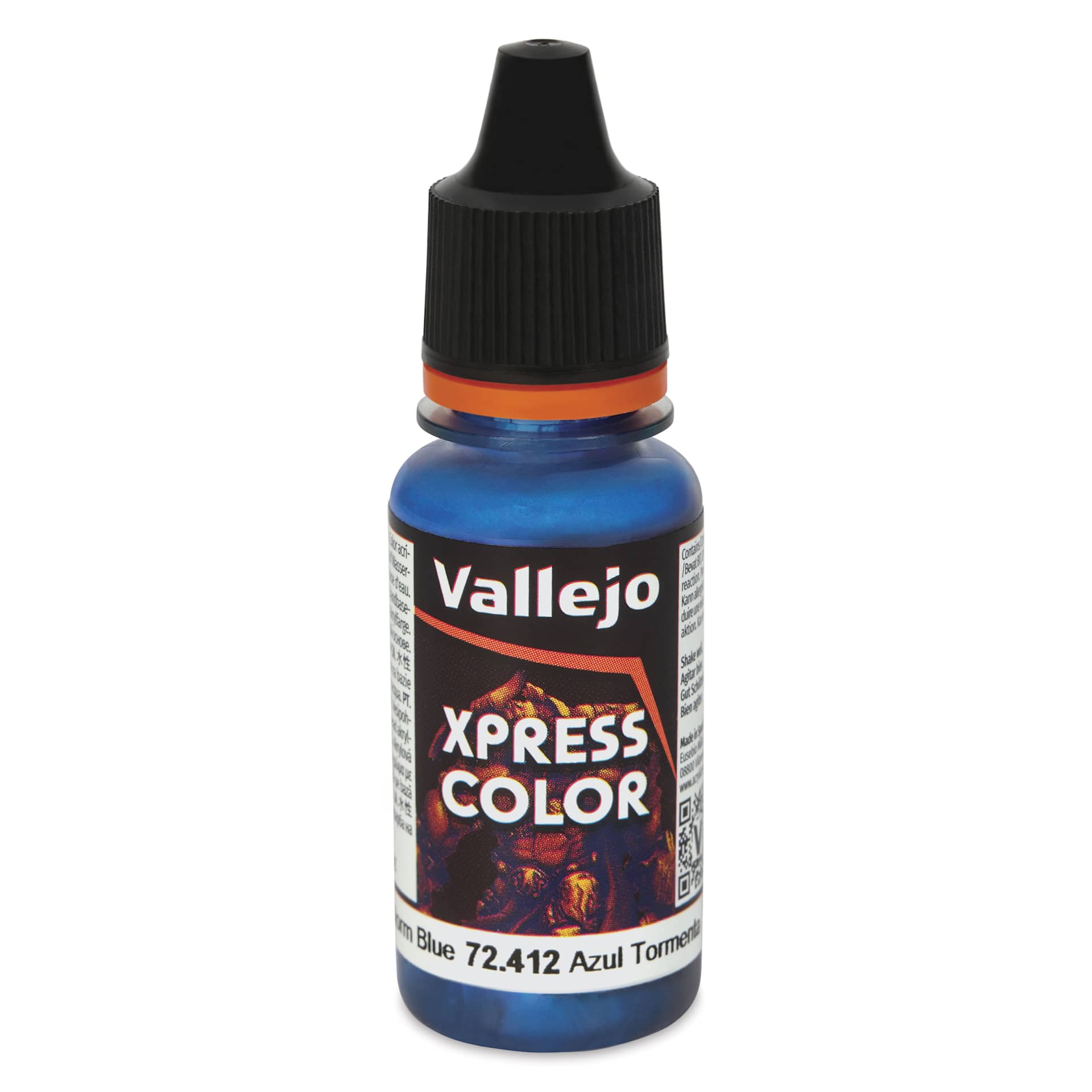 Vallejo Xpress Color Acrylic Paint - Storm Blue, 18 ml - front of bottle