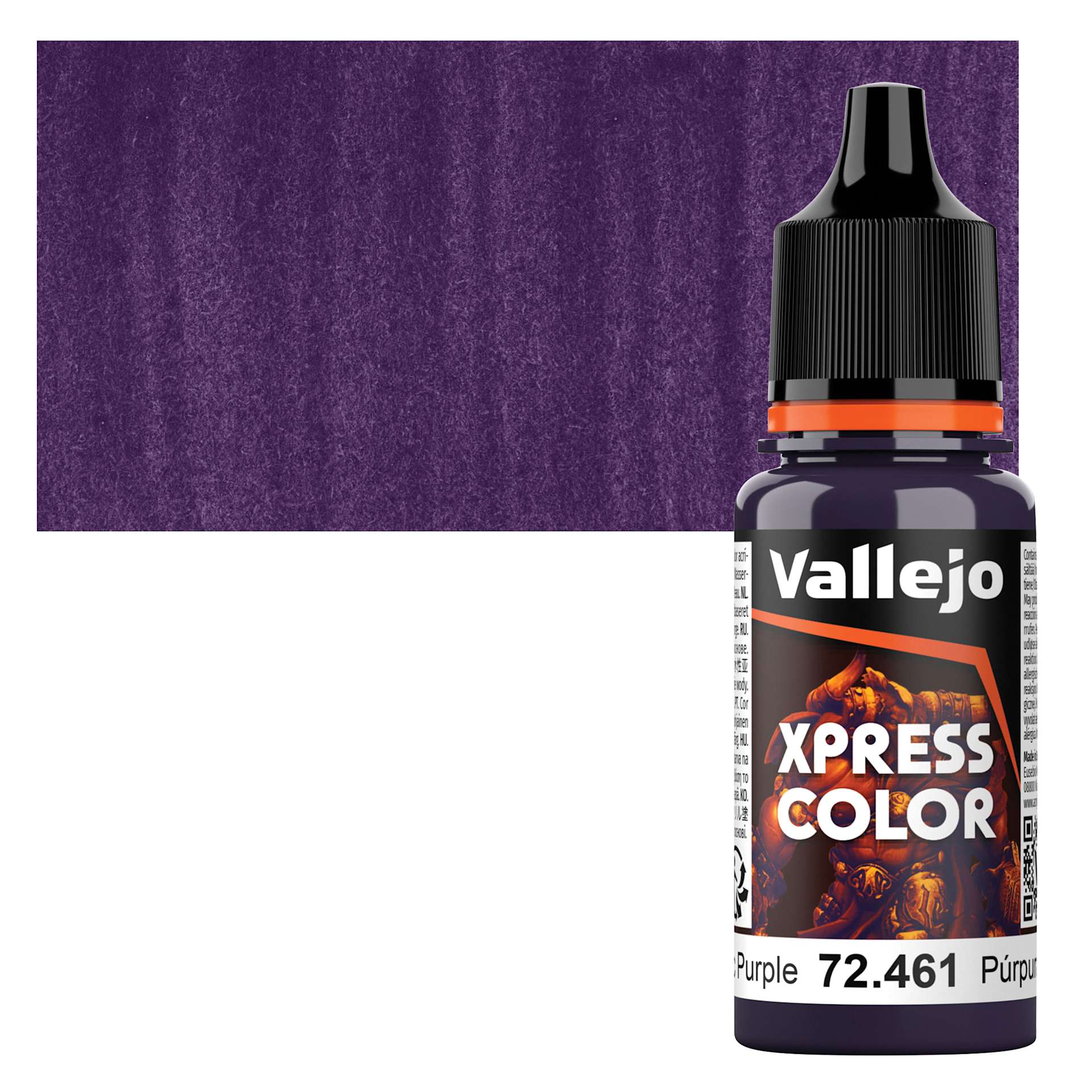 Vallejo Xpress Color Acrylic Paint - Vampiric Purple, 18 ml bottle and swatch