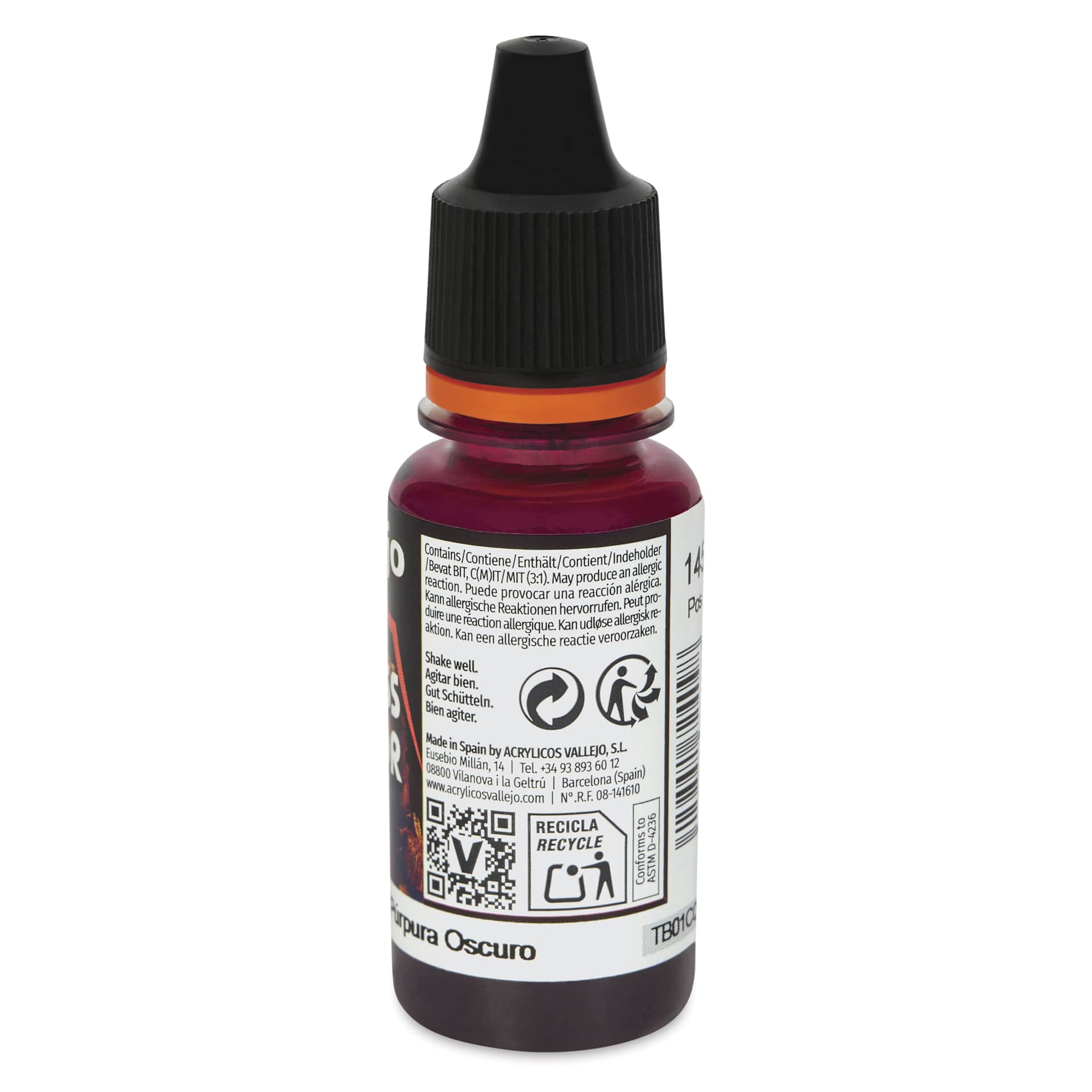 Vallejo Xpress Color Acrylic Paint - Deep Purple, 18 ml side of bottle