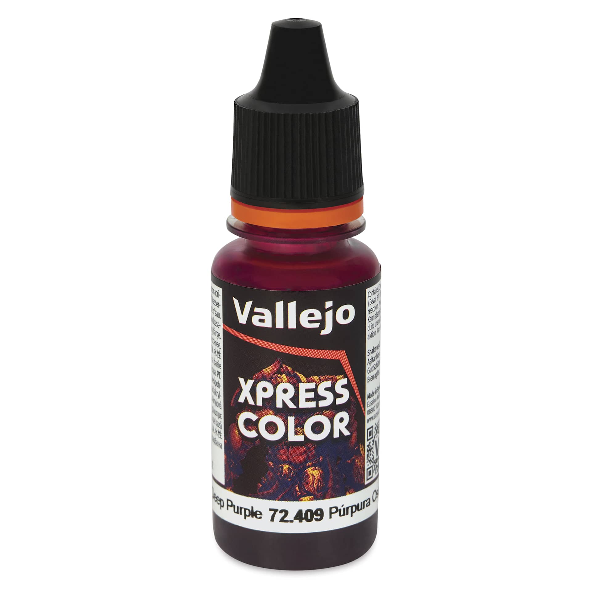 Vallejo Xpress Color Acrylic Paint - Deep Purple, 18 ml - front of bottle