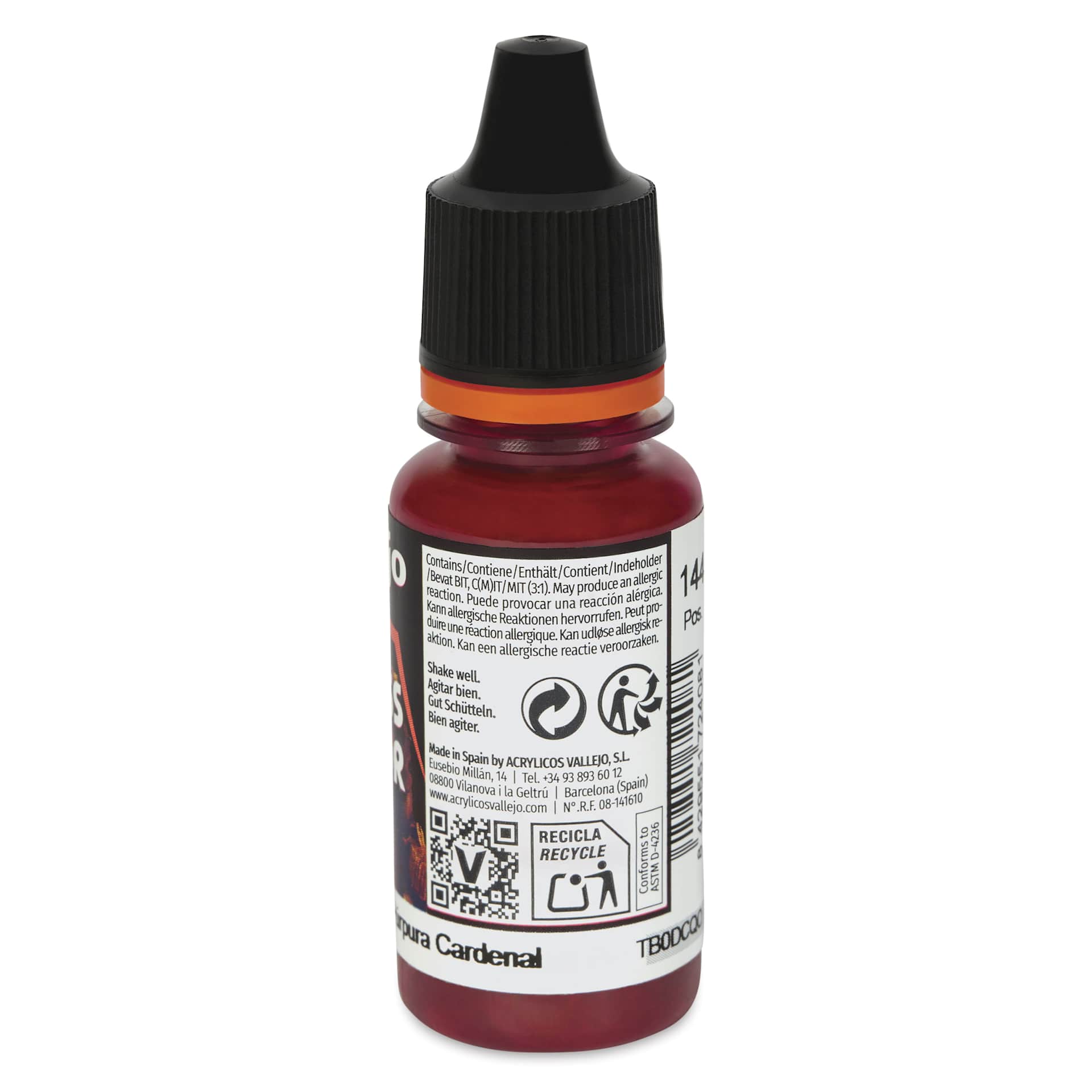 Vallejo Xpress Color Acrylic Paint - Cardinal Purple, 18 ml - side of bottle
