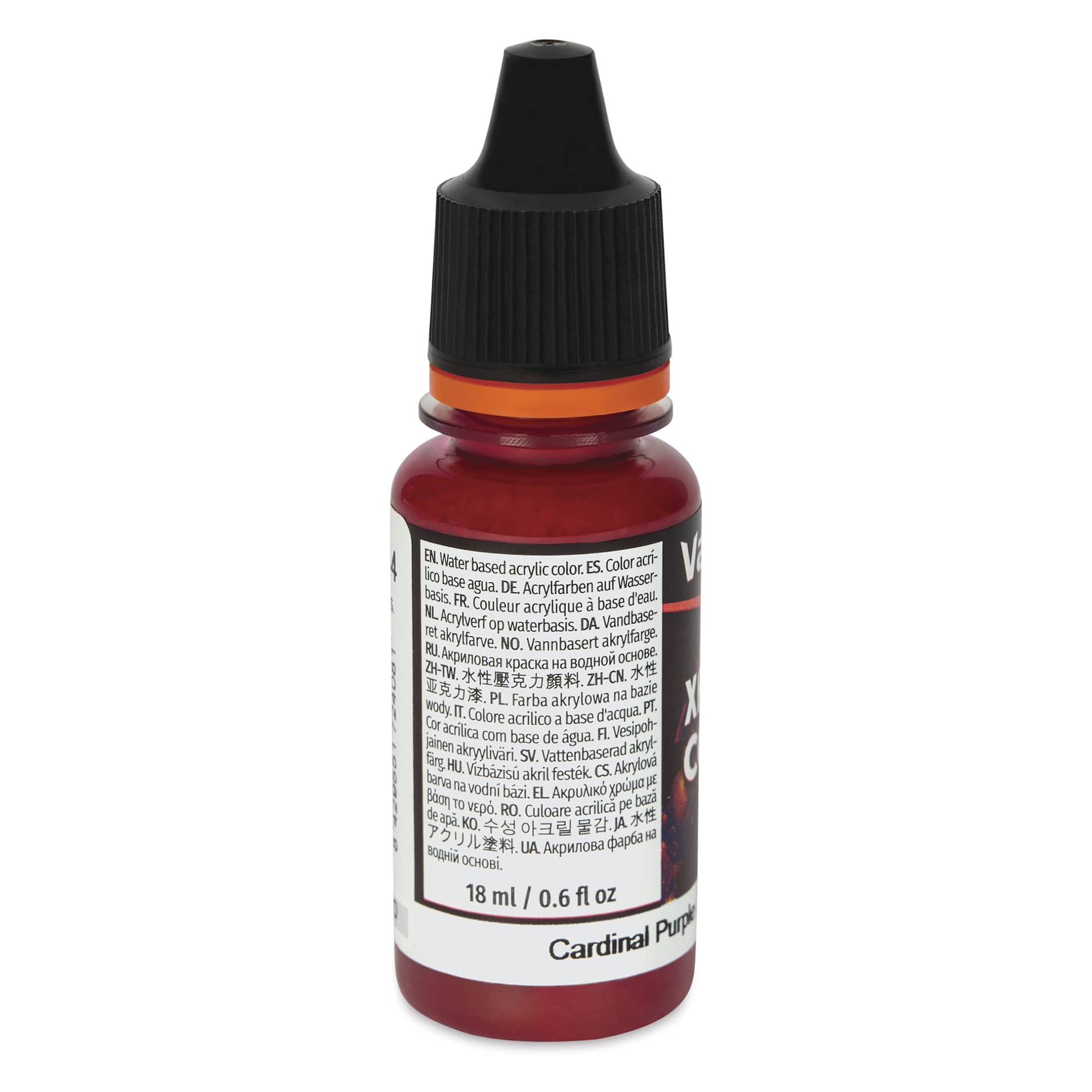Vallejo Xpress Color Acrylic Paint - Cardinal Purple, 18 ml - back of bottle