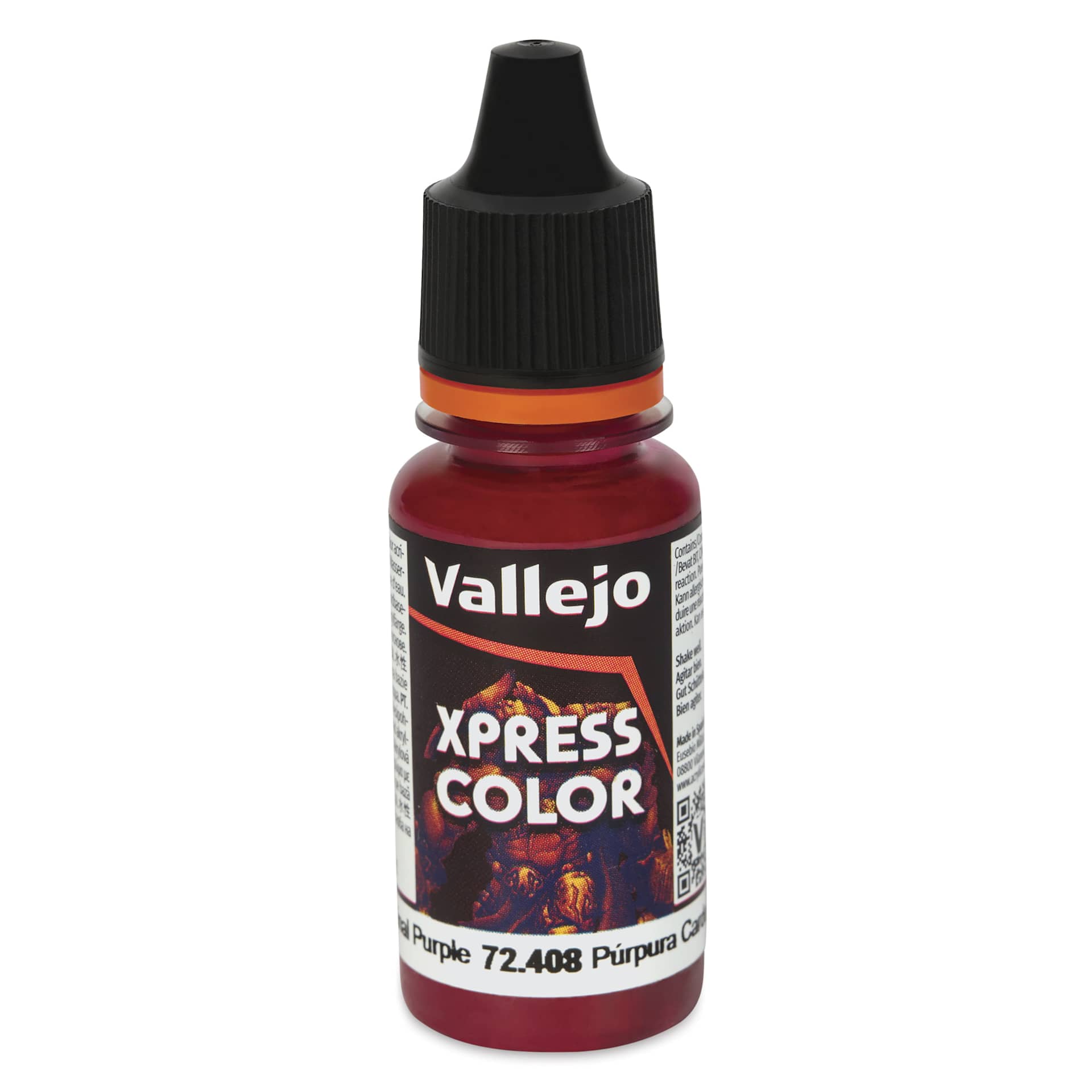 Vallejo Xpress Color Acrylic Paint - Cardinal Purple, 18 ml - front of bottle
