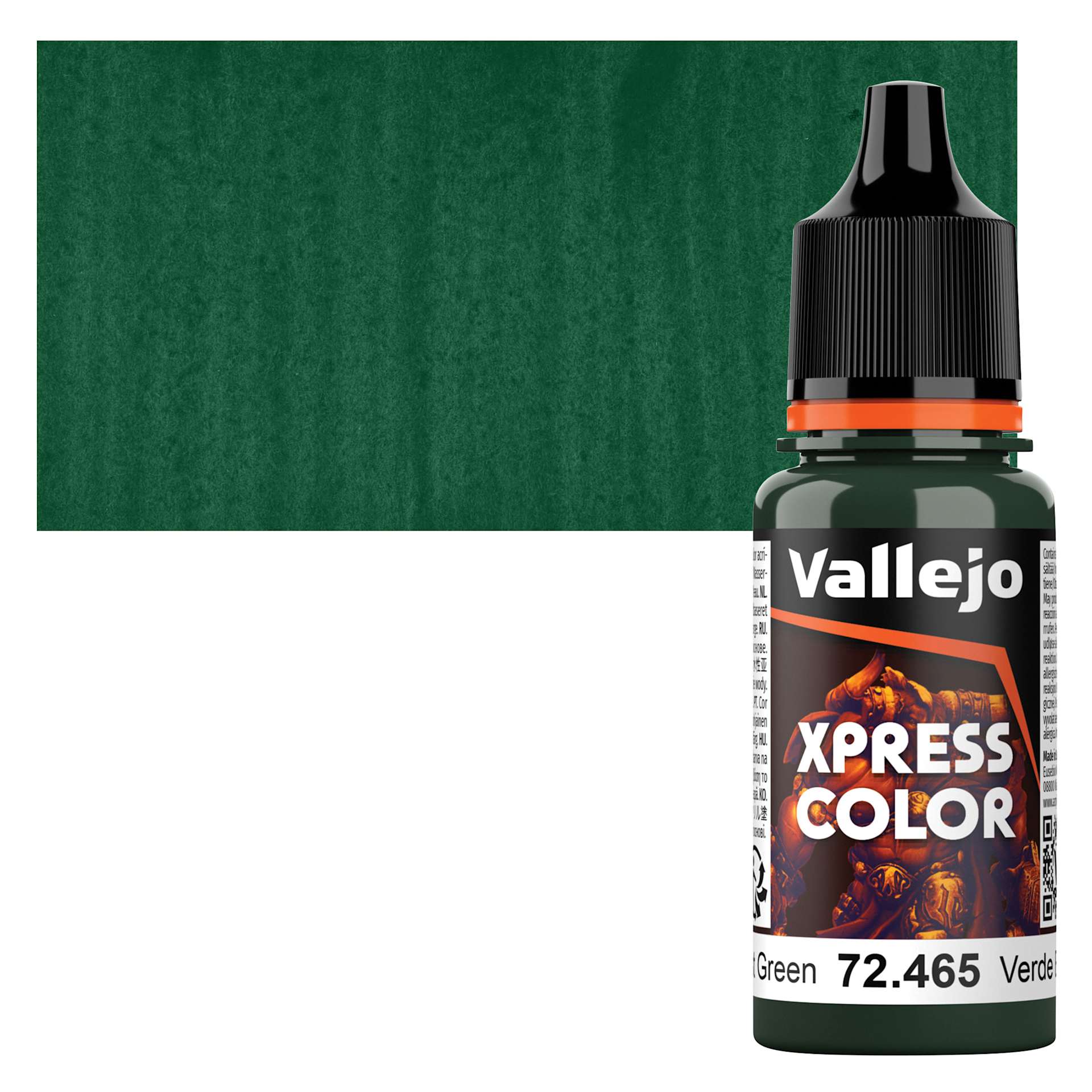Vallejo Xpress Color Acrylic Paint - Forest Green, 18 ml bottle and swatch
