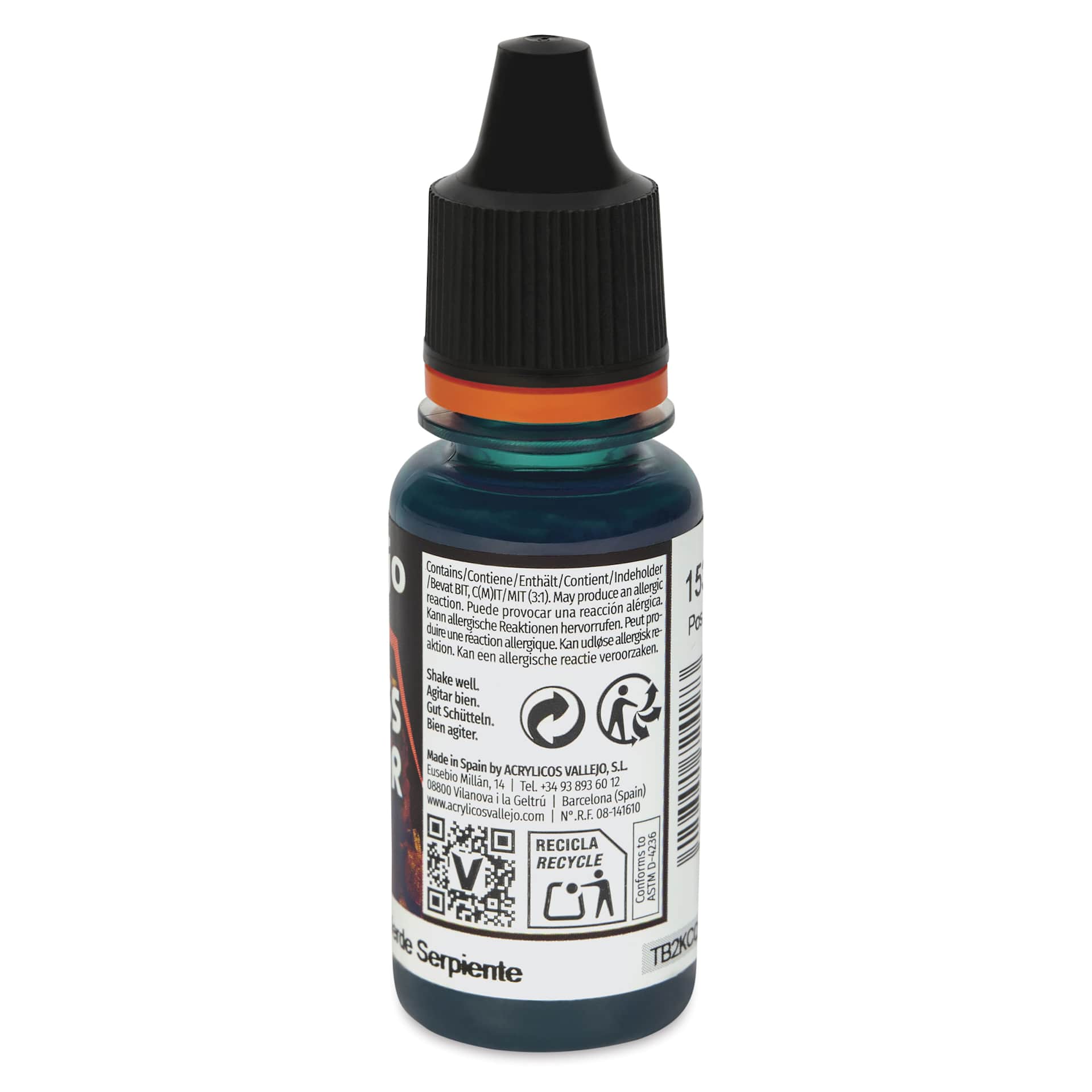 Vallejo Xpress Color Acrylic Paint - Snake Green, 18 ml - side of bottle