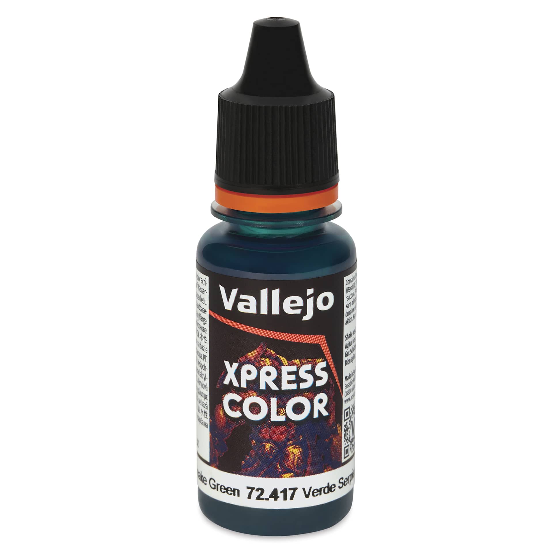 Vallejo Xpress Color Acrylic Paint - Snake Green, 18 ml - front of bottle
