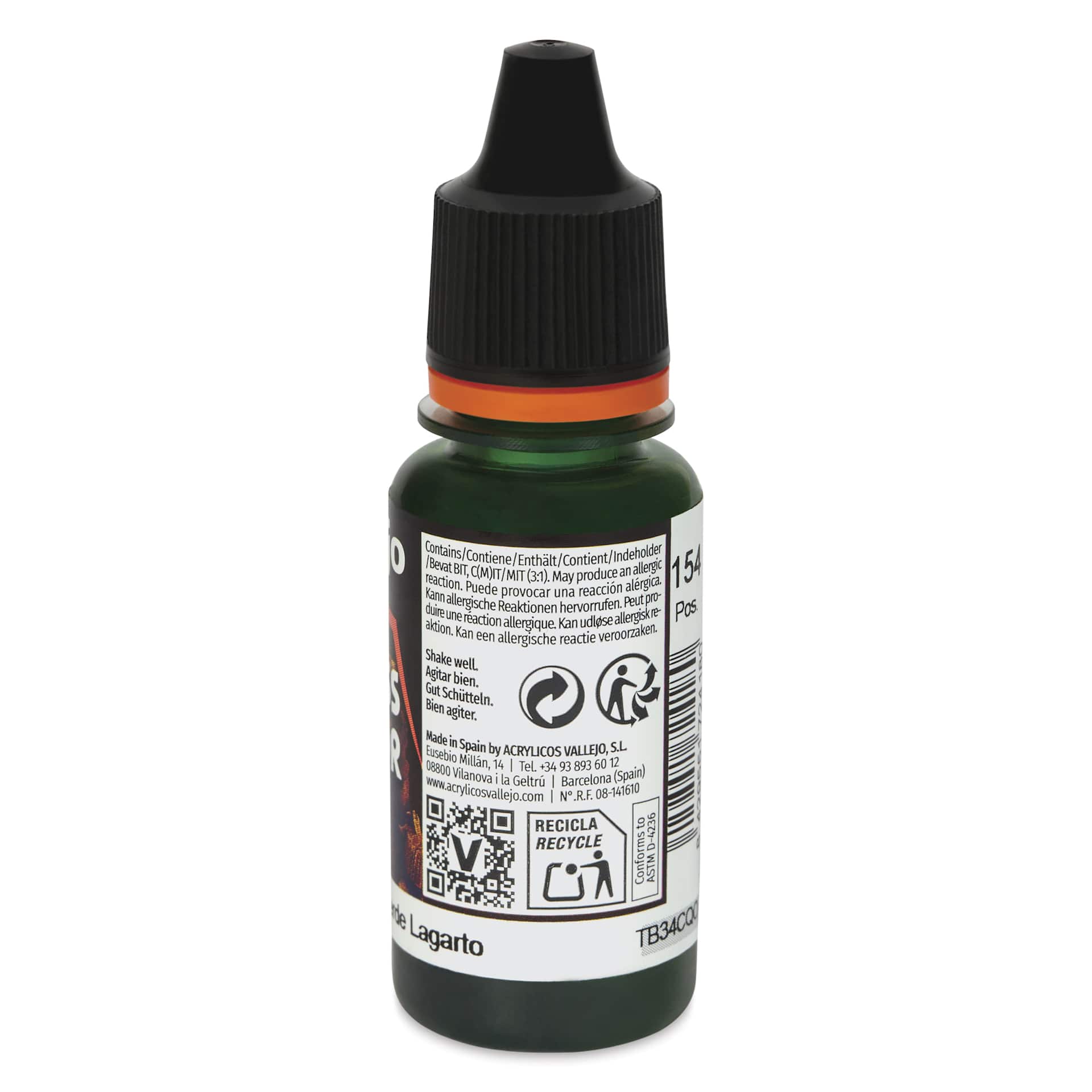 Vallejo Xpress Color Acrylic Paint - Lizard Green, 18 ml - side of bottle
