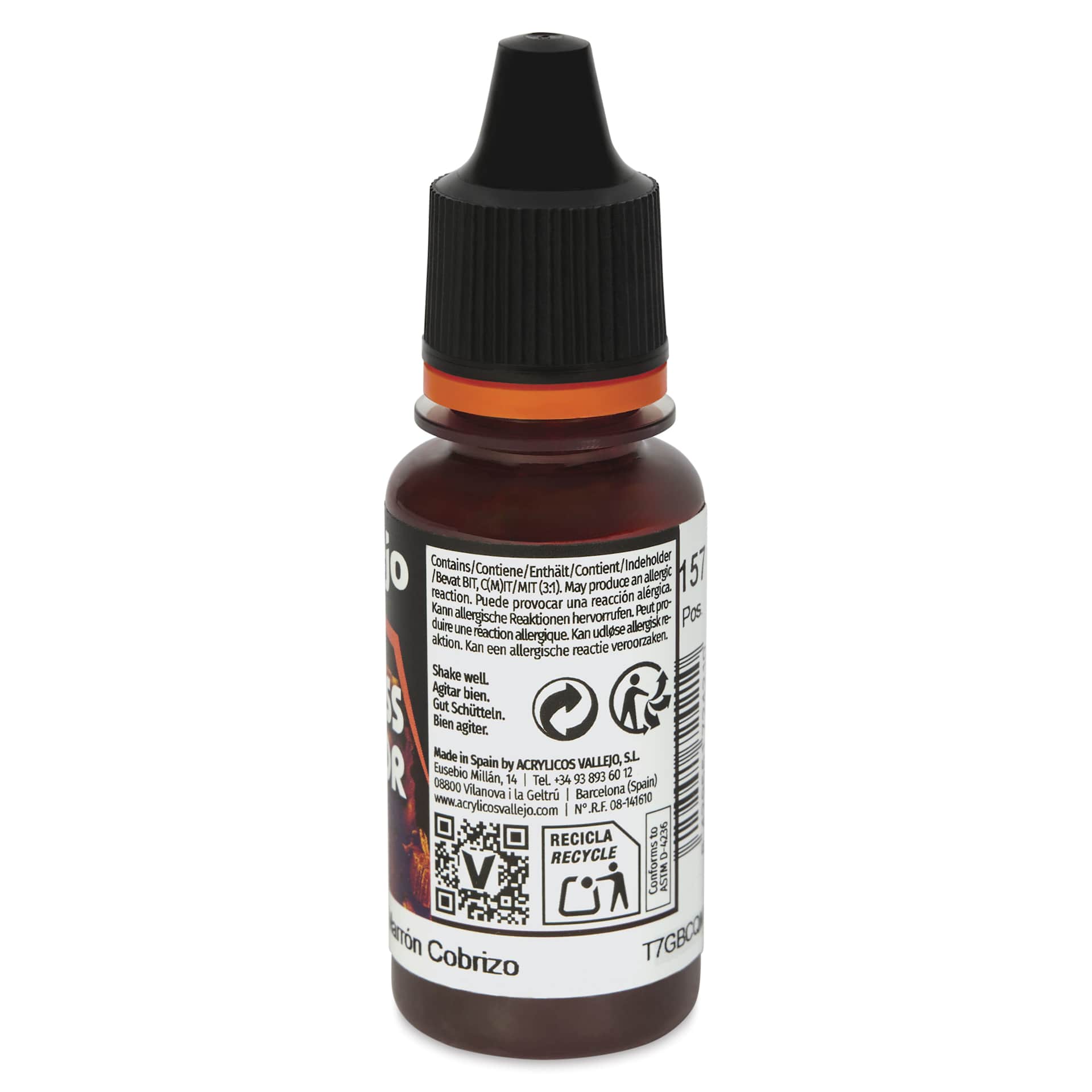 Vallejo Xpress Color Acrylic Paint - Copper Brown, 18 ml - side of bottle