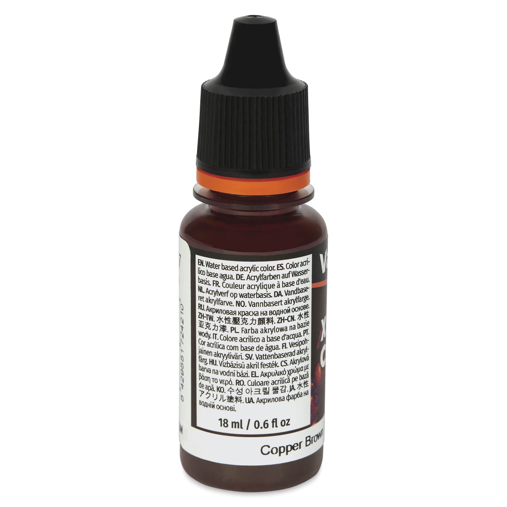 Vallejo Xpress Color Acrylic Paint - Copper Brown, 18 ml - back of bottle