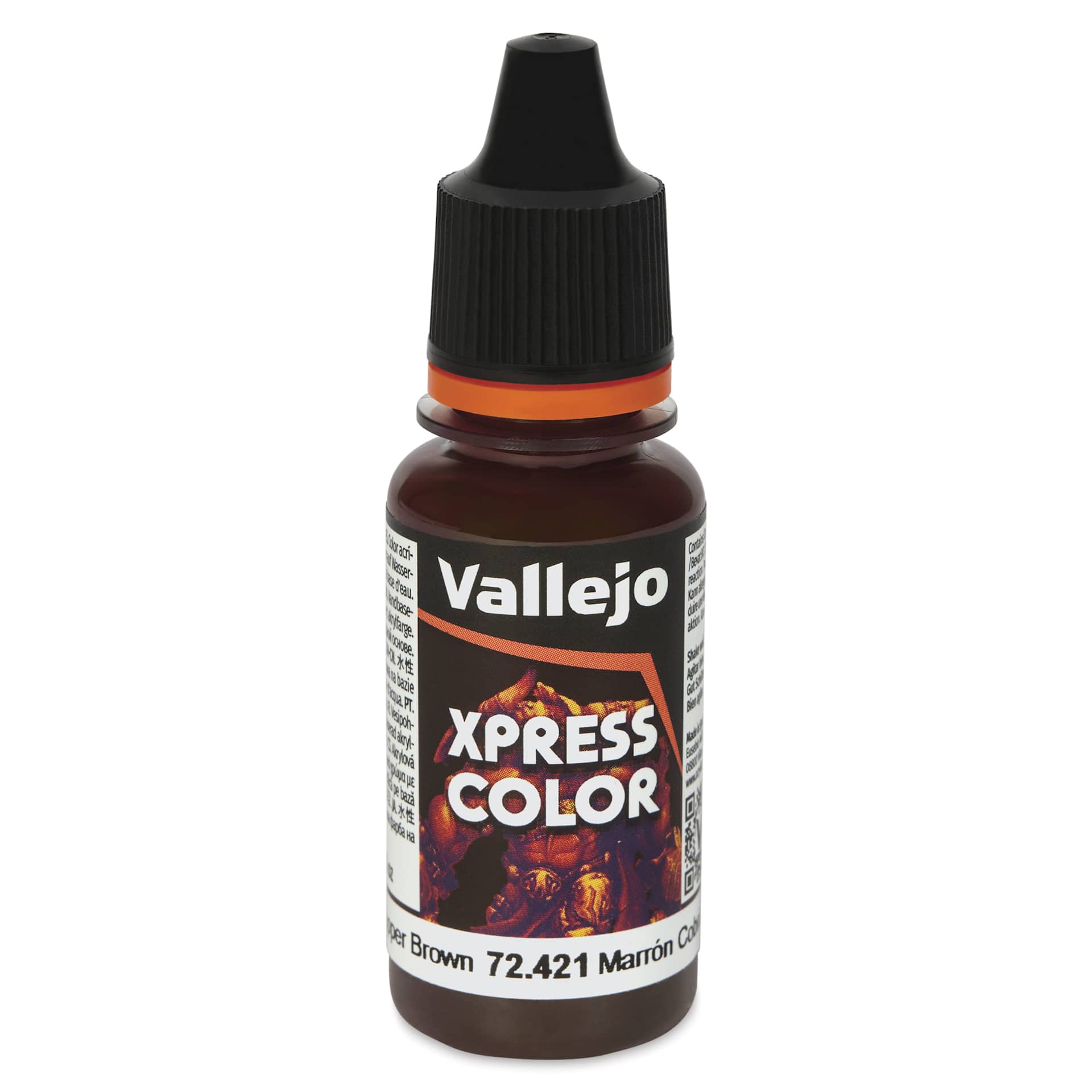 Vallejo Xpress Color Acrylic Paint - Copper Brown, 18 ml - front of bottle