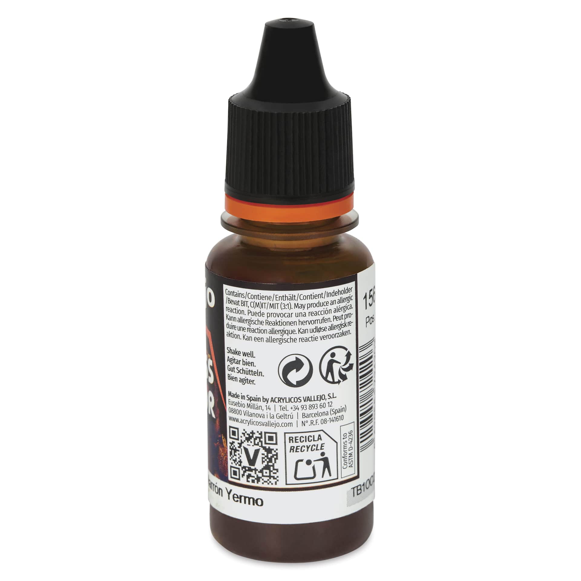 Vallejo Xpress Color Acrylic Paint - Wasteland Brown, 18 ml - side of bottle