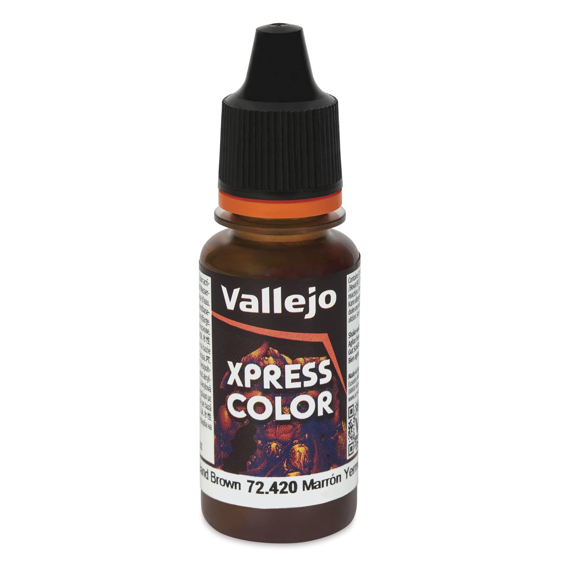 Vallejo Xpress Color Acrylic Paint - Wasteland Brown, 18 ml - front of bottle