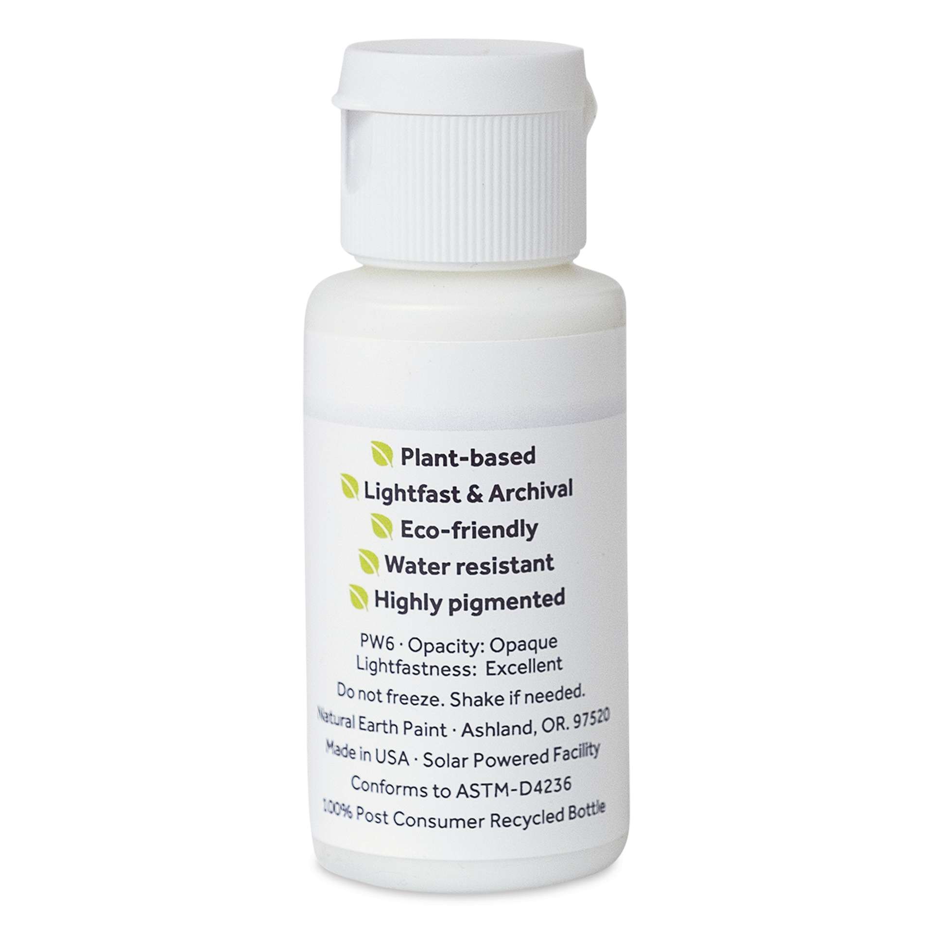 Natural Earth Paint Natural Fluid Acrylik Paint - Titanium White Rutile, 30 ml - back