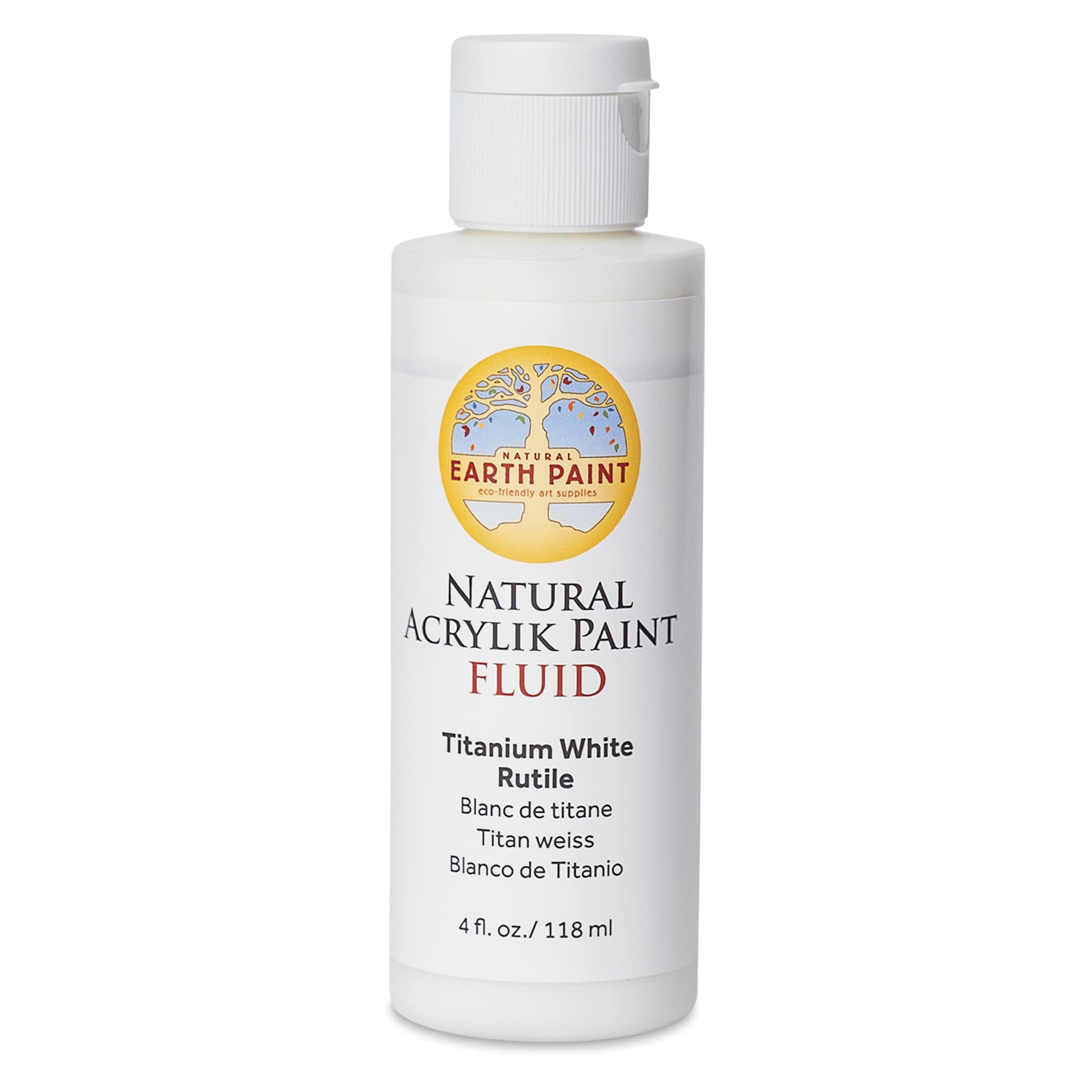 Natural Earth Paint Natural Fluid Acrylik Paint - Titanium White Rutile, 118 ml - front