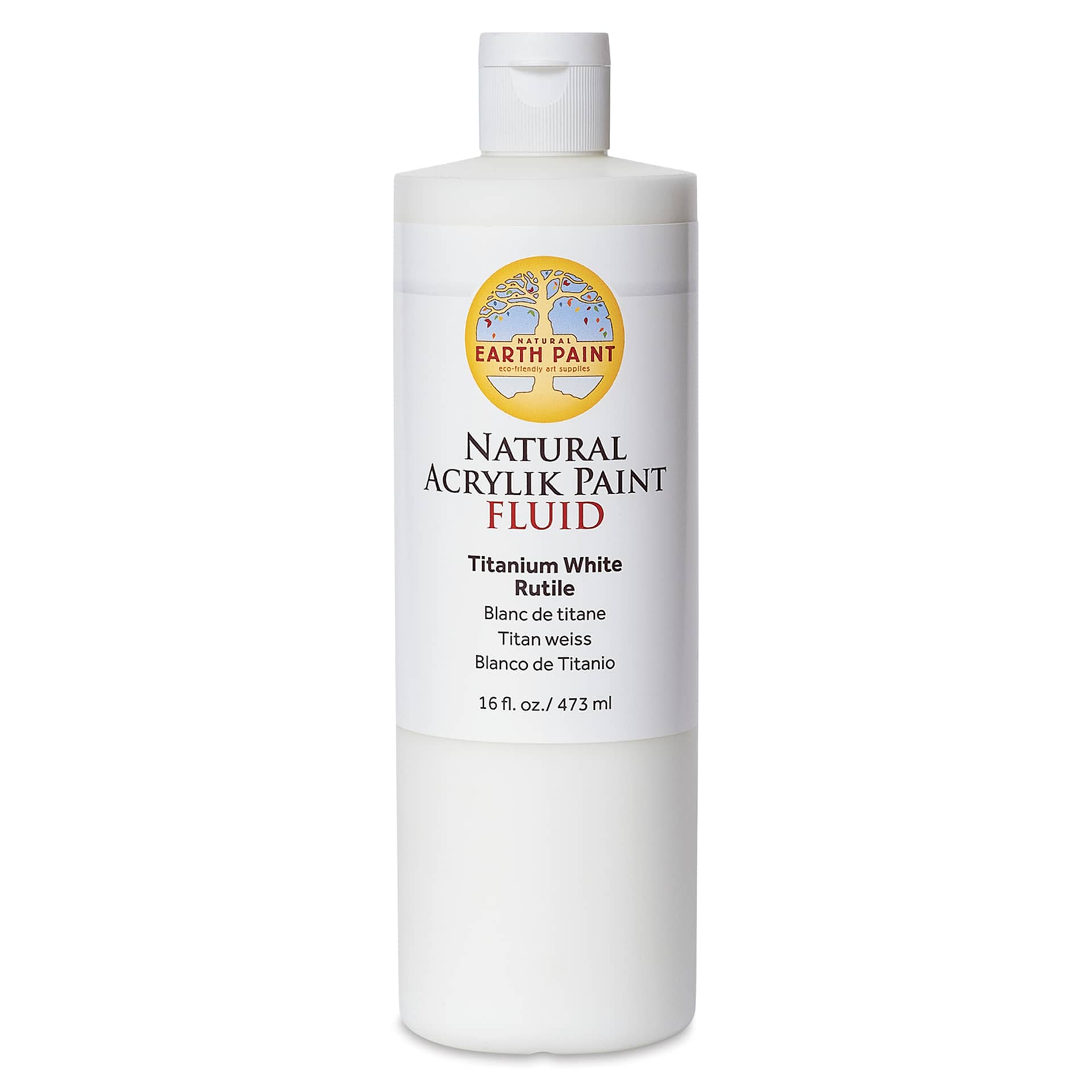 Natural Earth Paint Natural Fluid Acrylik Paint - Titanium White Rutile, 473 ml - front