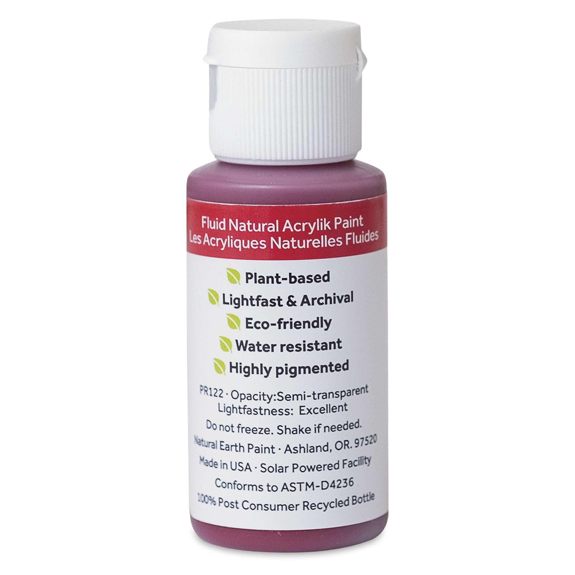 Natural Earth Paint Natural Fluid Acrylik Paint - Magenta, 30 ml - back