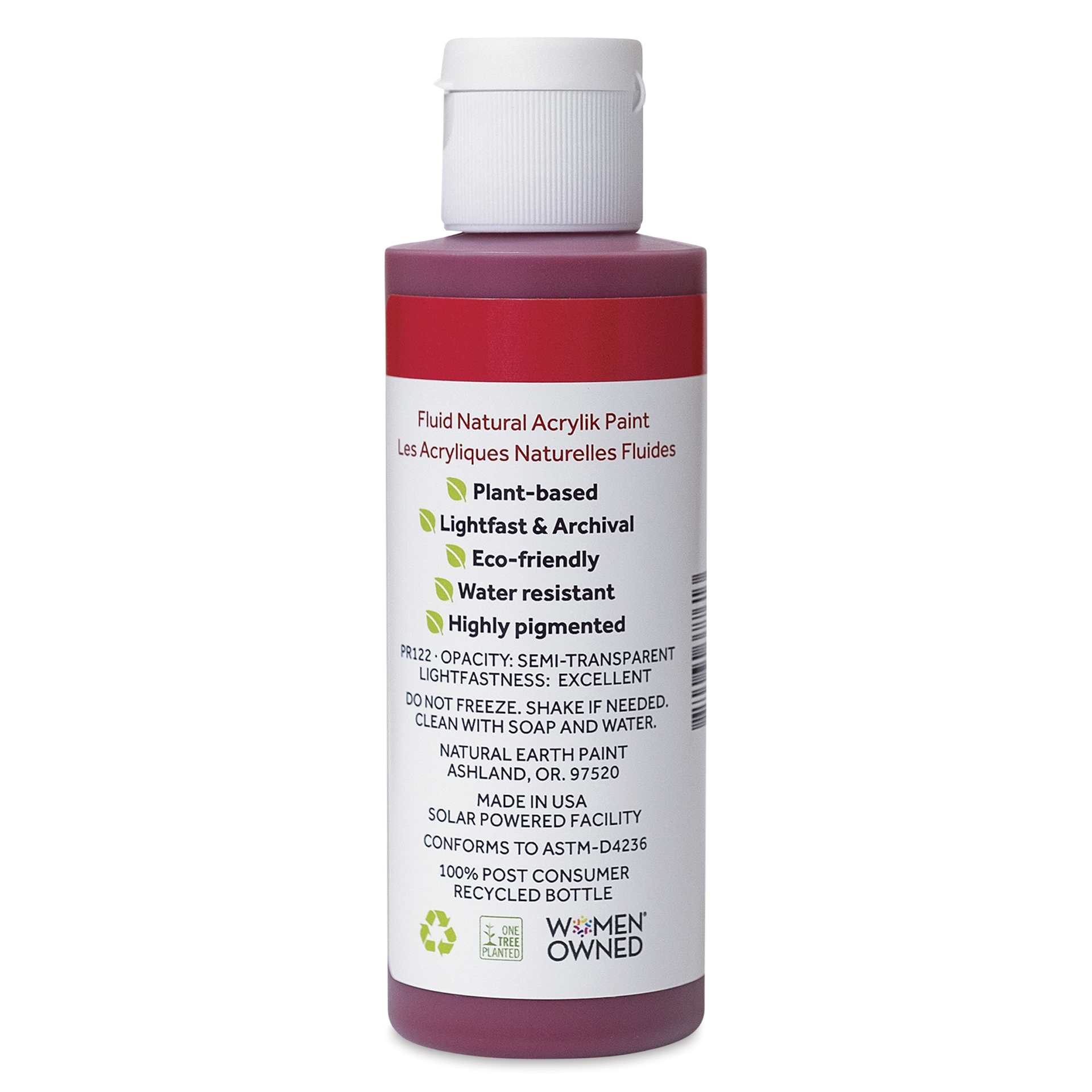 Natural Earth Paint Natural Fluid Acrylik Paint - Magenta, 118 ml - back