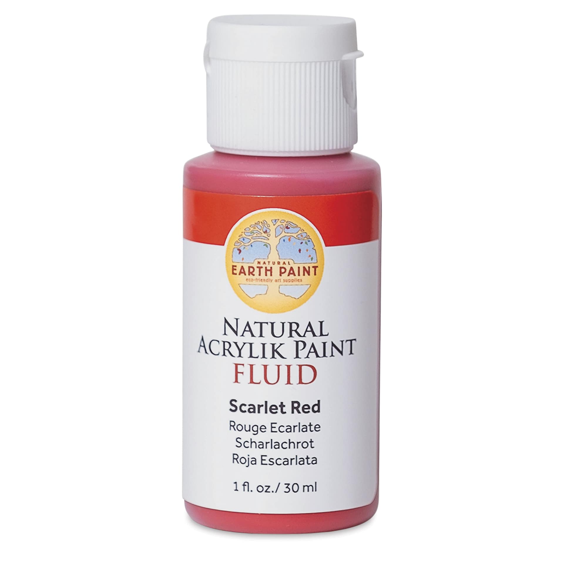 Natural Earth Paint Natural Fluid Acrylik Paint - Scarlet Red, 30 ml - front