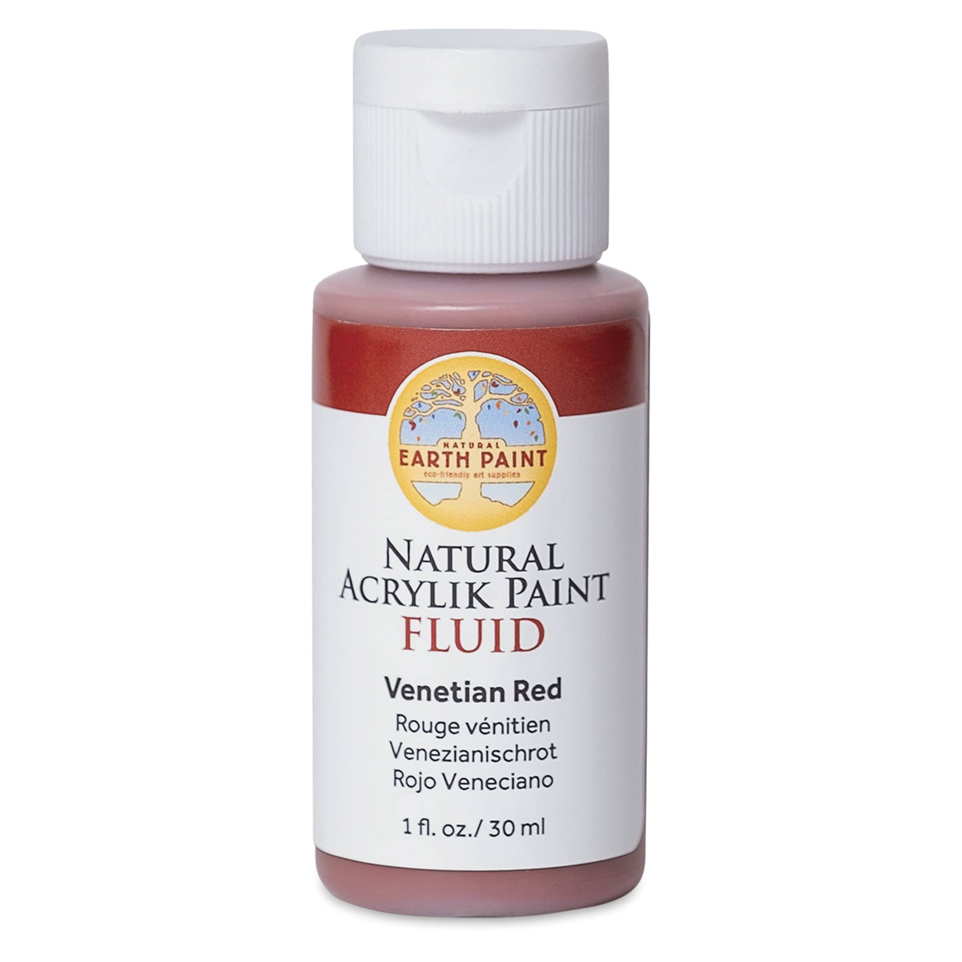 Natural Earth Paint Natural Fluid Acrylik Paint - Venetian Red, 30 ml - front of bottle