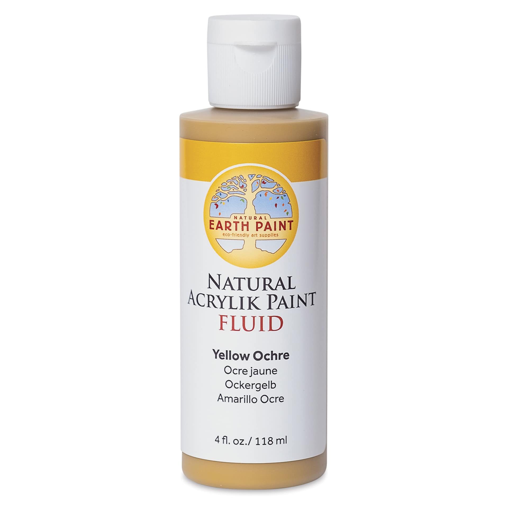 Natural Earth Paint Natural Fluid Acrylik Paint - Yellow Ochre, 118 ml - front