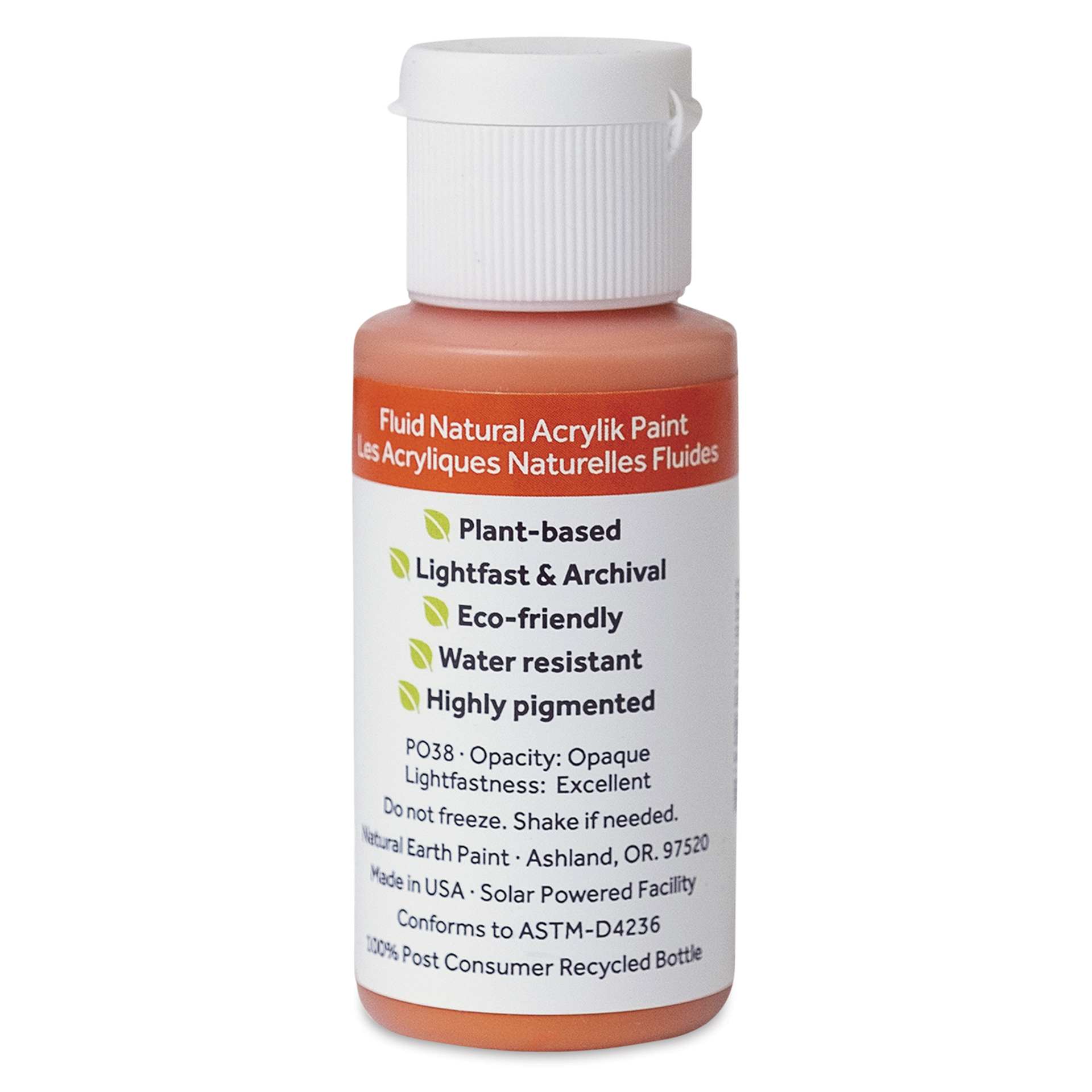 Natural Earth Paint Natural Fluid Acrylik Paint - Ercolano Orange, 30 ml back