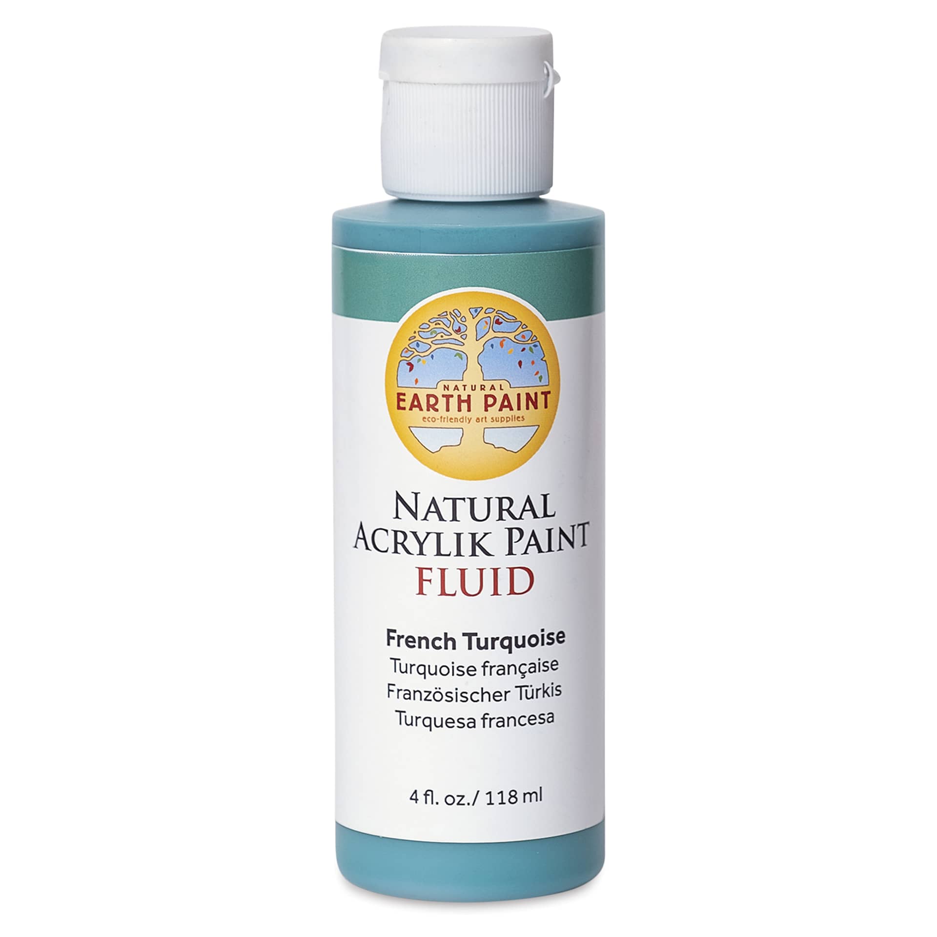 Natural Earth Paint Natural Fluid Acrylik Paint - French Turquoise, 118 ml - front of bottle