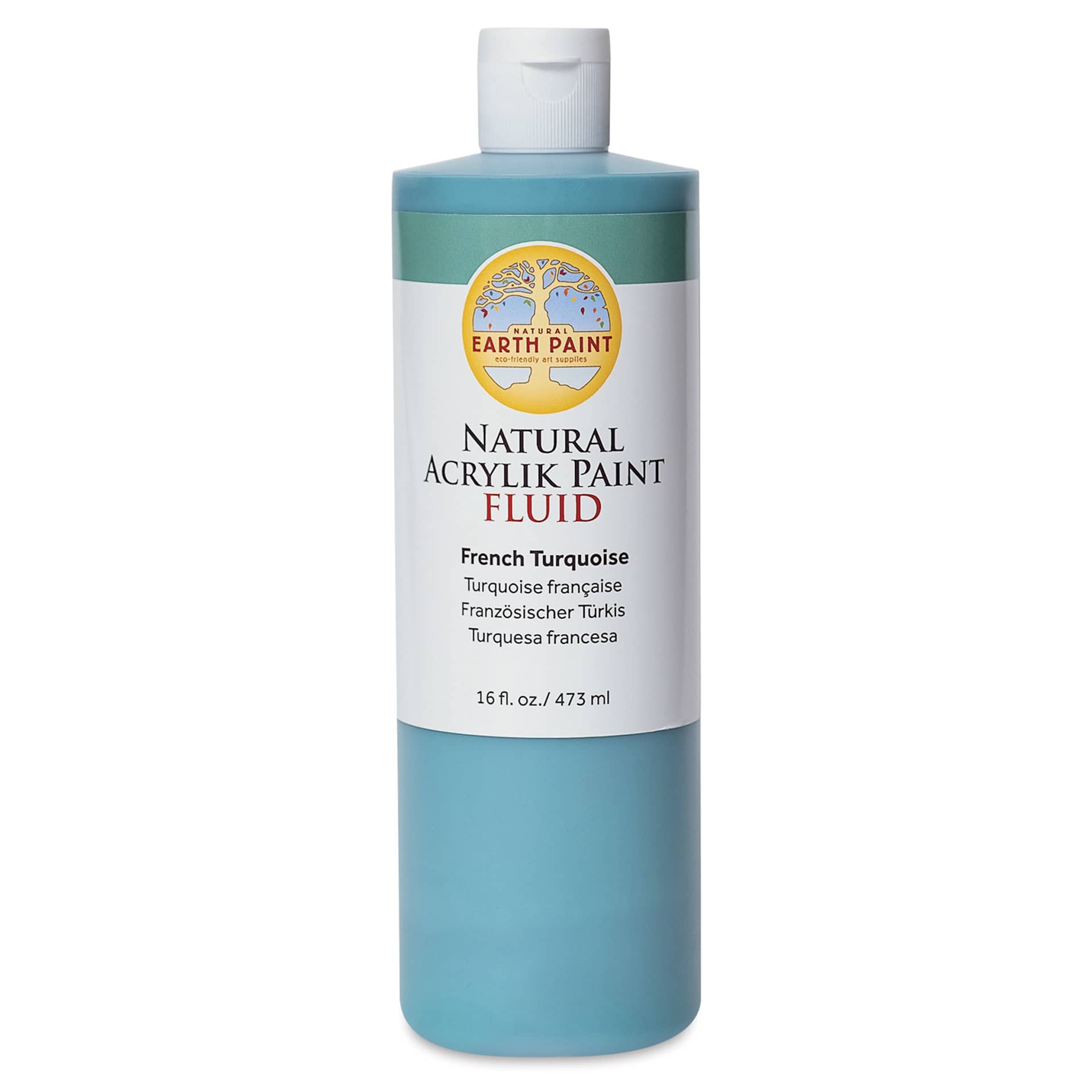 Natural Earth Paint Natural Fluid Acrylik Paint - French Turquoise, 473 ml - front of bottle