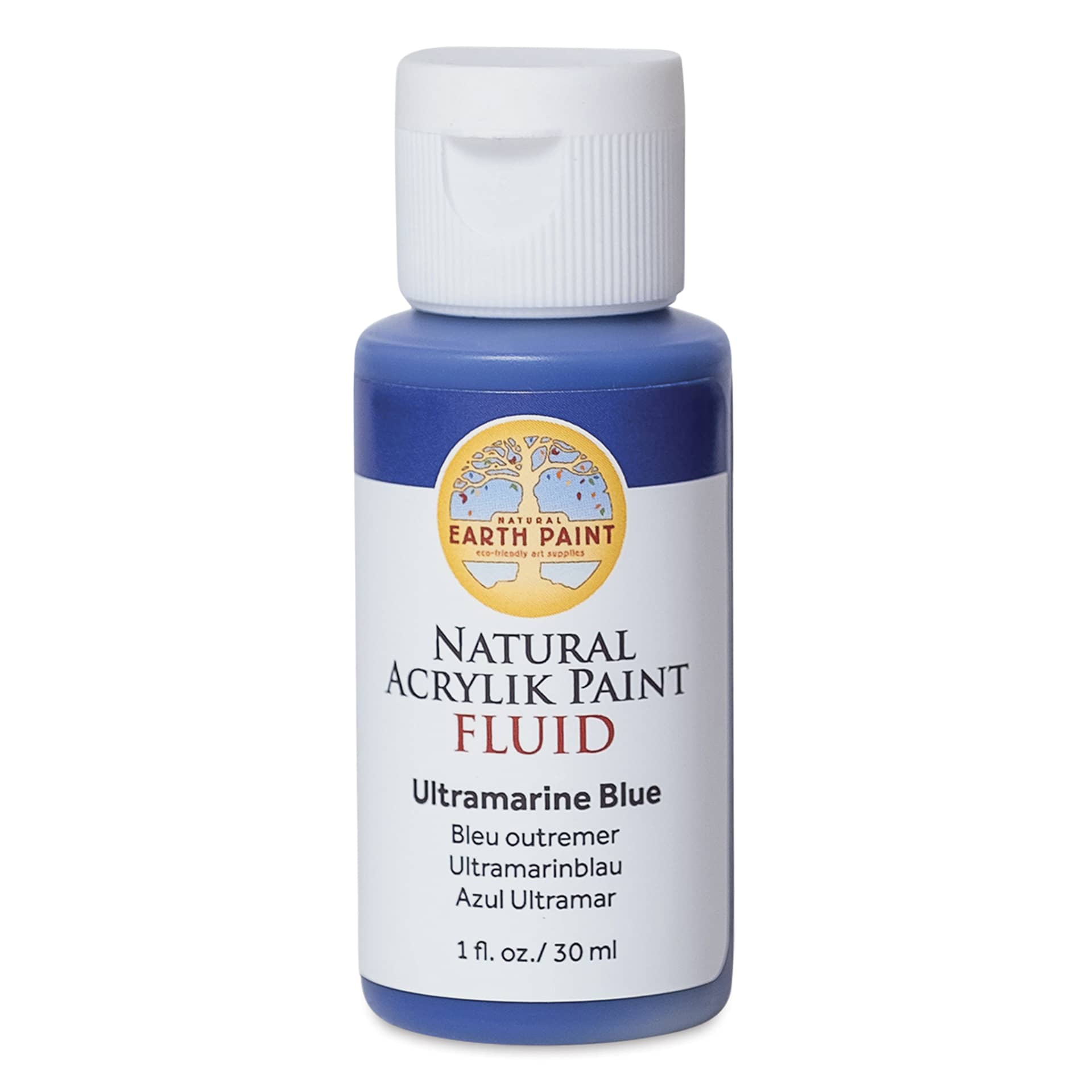 Natural Earth Paint Natural Fluid Acrylik Paint - Ultramarine Blue, 30 ml - front of bottle