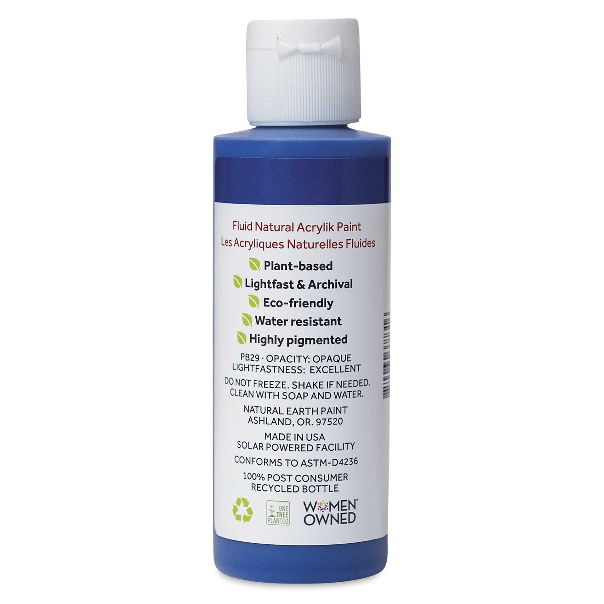 Natural Earth Paint Natural Fluid Acrylik Paint - Ultramarine Blue, 118 ml - back