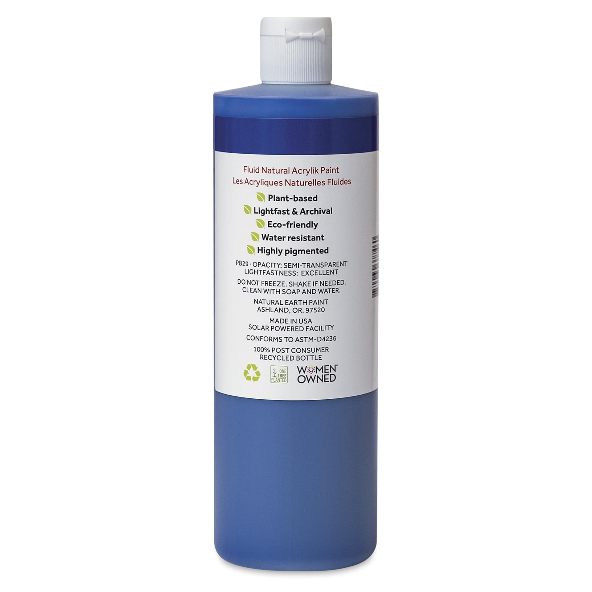 Natural Earth Paint Natural Fluid Acrylik Paint - Ultramarine Blue, 473 ml - back