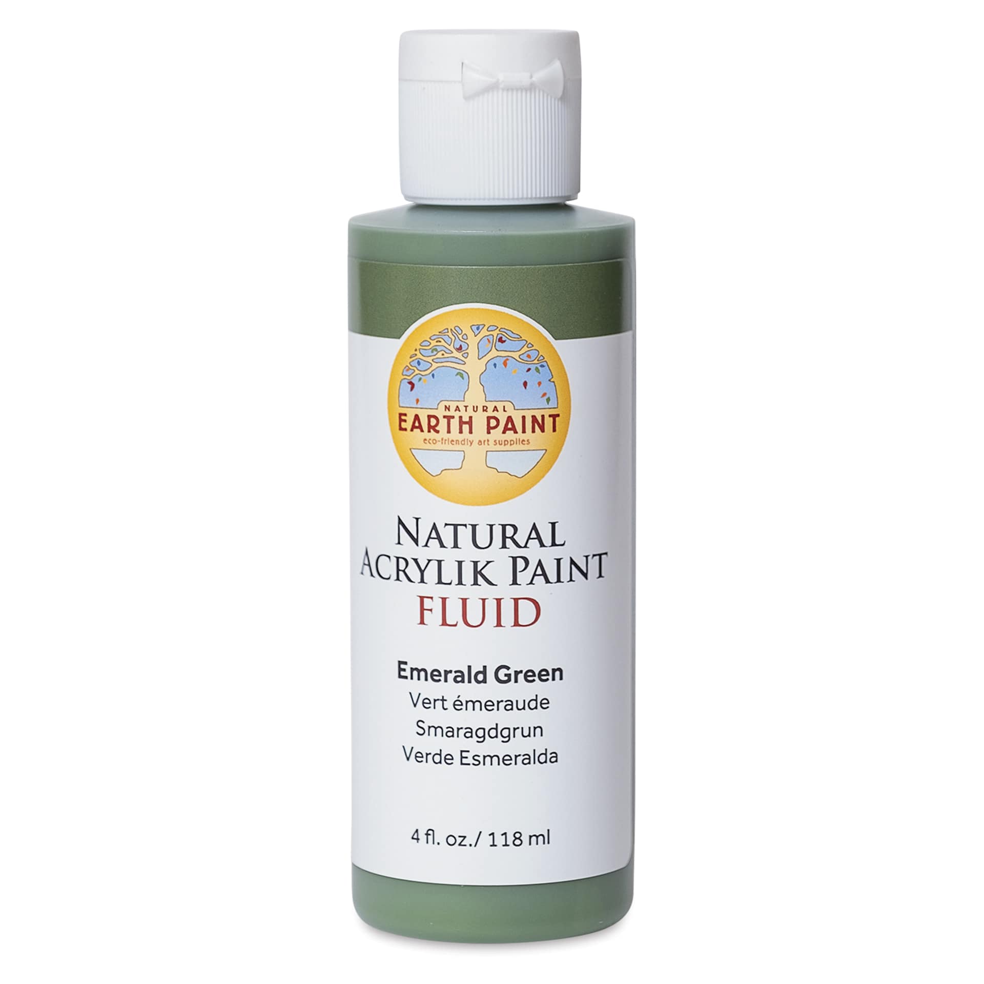 Natural Earth Paint Natural Fluid Acrylik Paint - Emerald Green, 118 ml - front of bottle