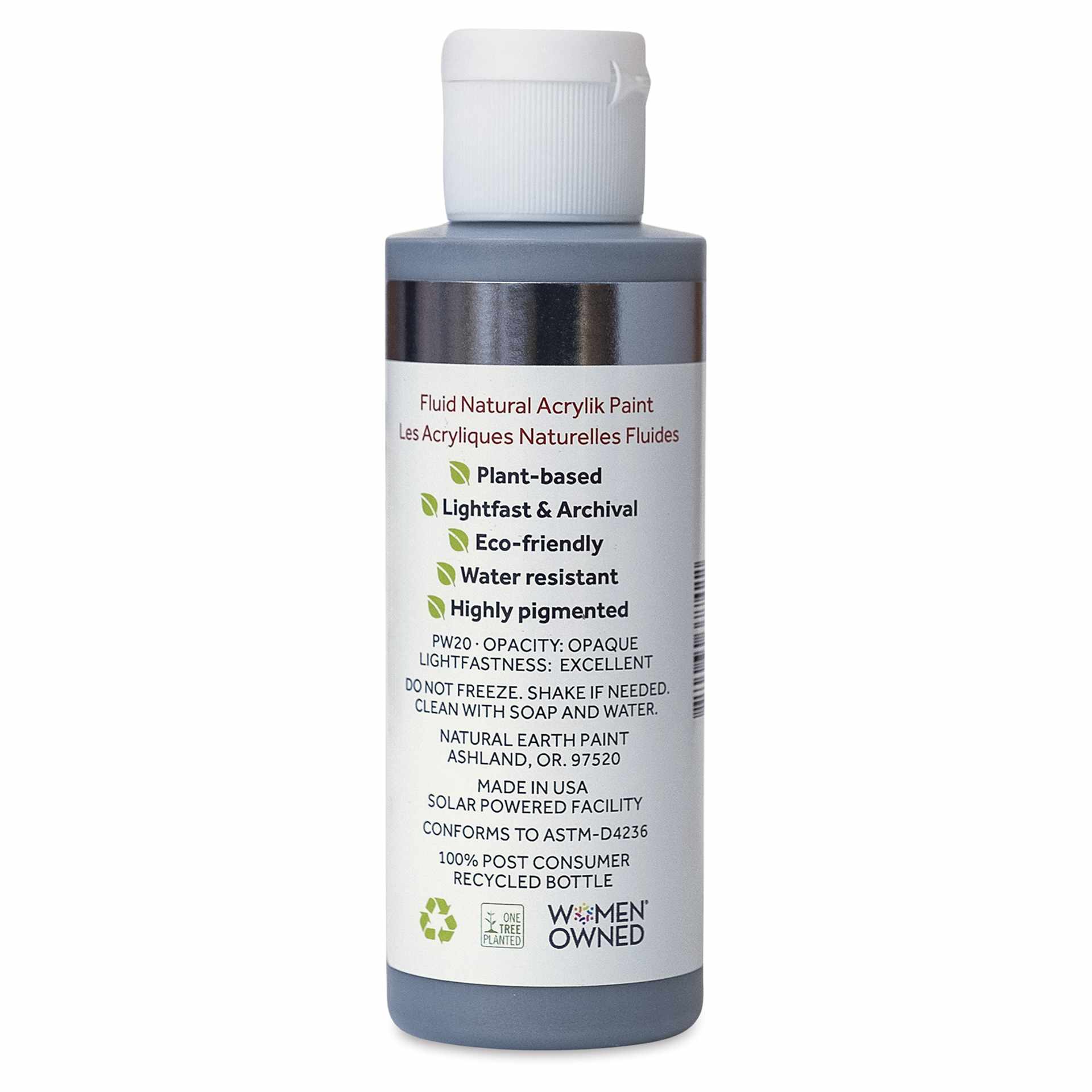 Natural Earth Paint Natural Fluid Acrylik Paint - Silver Mica, 118 ml back