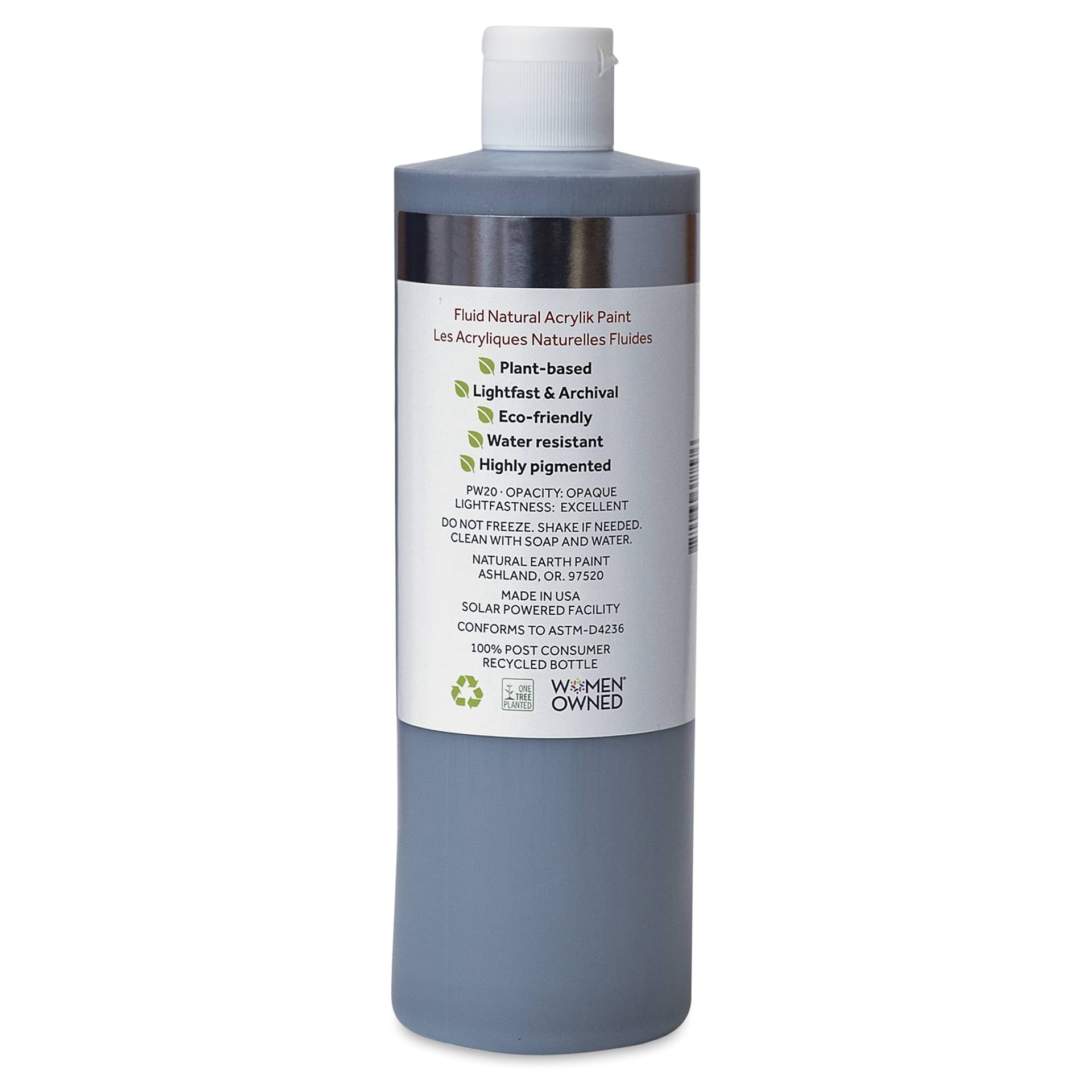Natural Earth Paint Natural Fluid Acrylik Paint - Silver Mica, 473 ml back
