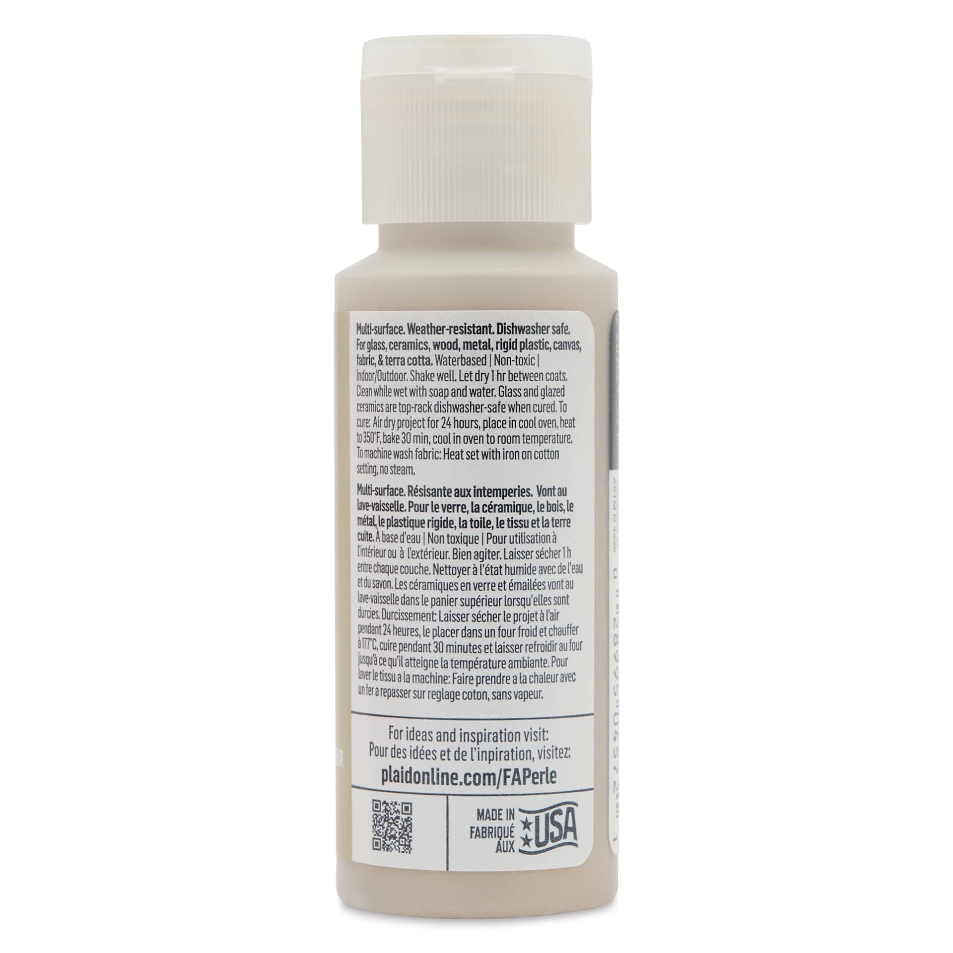 FolkArt Perle Acrylic Paint - Shimmering Silk, 2 oz back of bottle