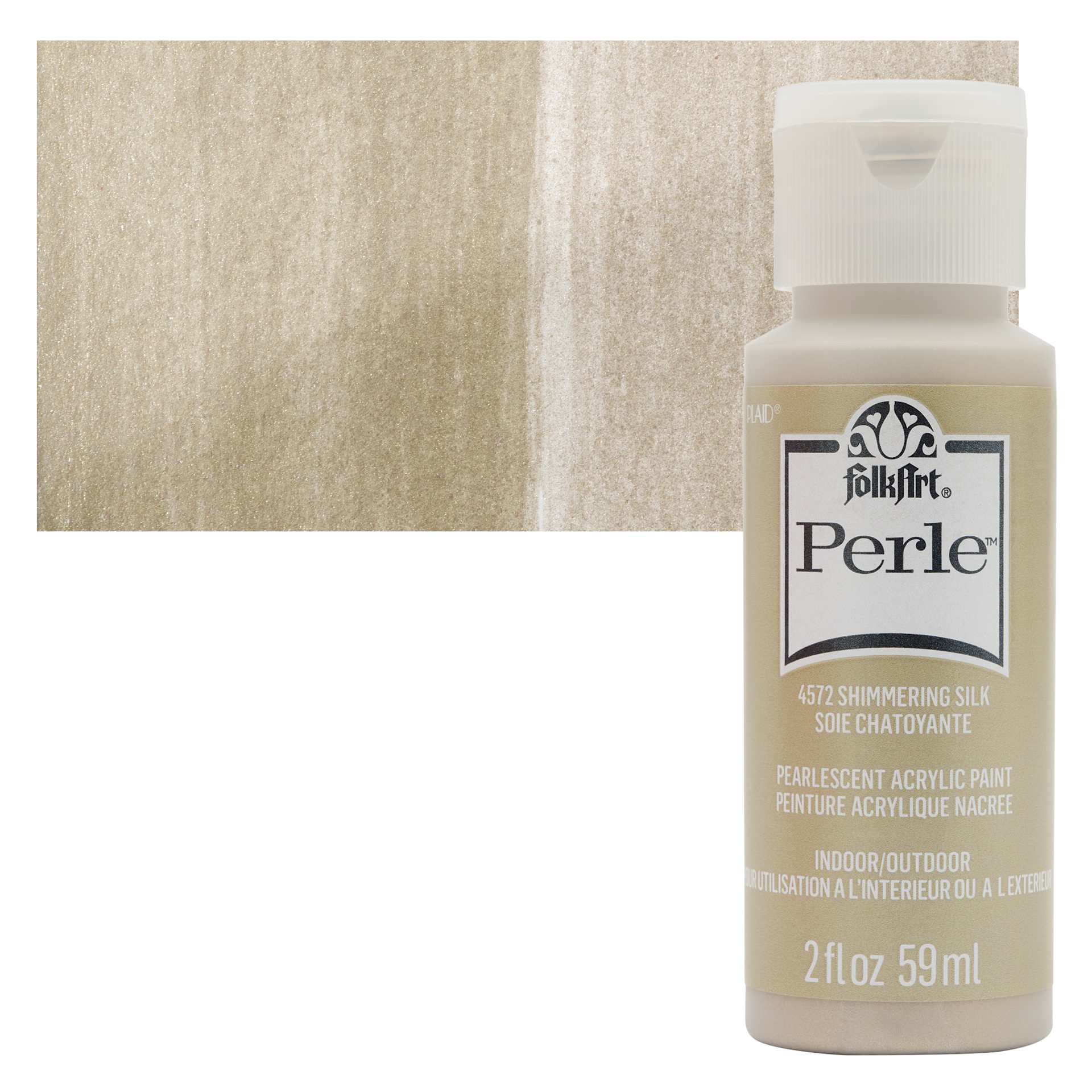 FolkArt Perle Acrylic Paint - Shimmering Silk, 2 oz bottle and swatch