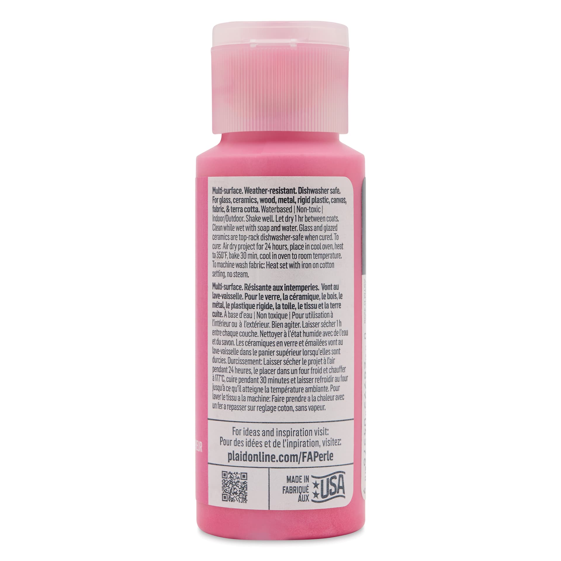 FolkArt Perle Acrylic Paint - Rose Sorbet, 2 oz back of bottle