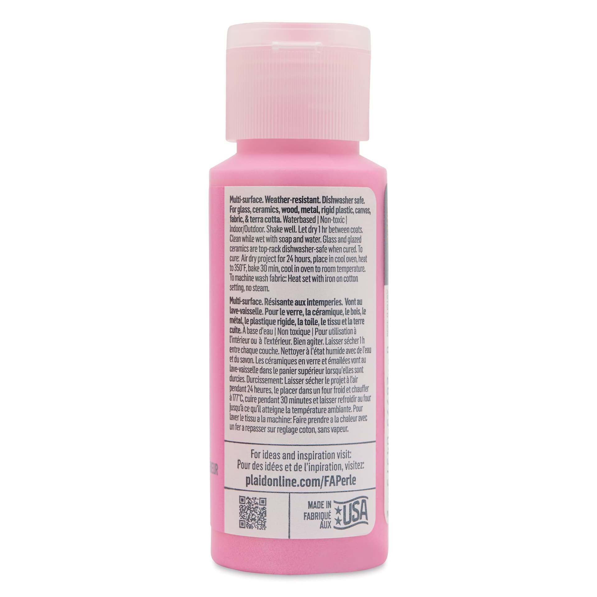 FolkArt Perle Acrylic Paint - Strawberry Ice, 2 oz back of bottle