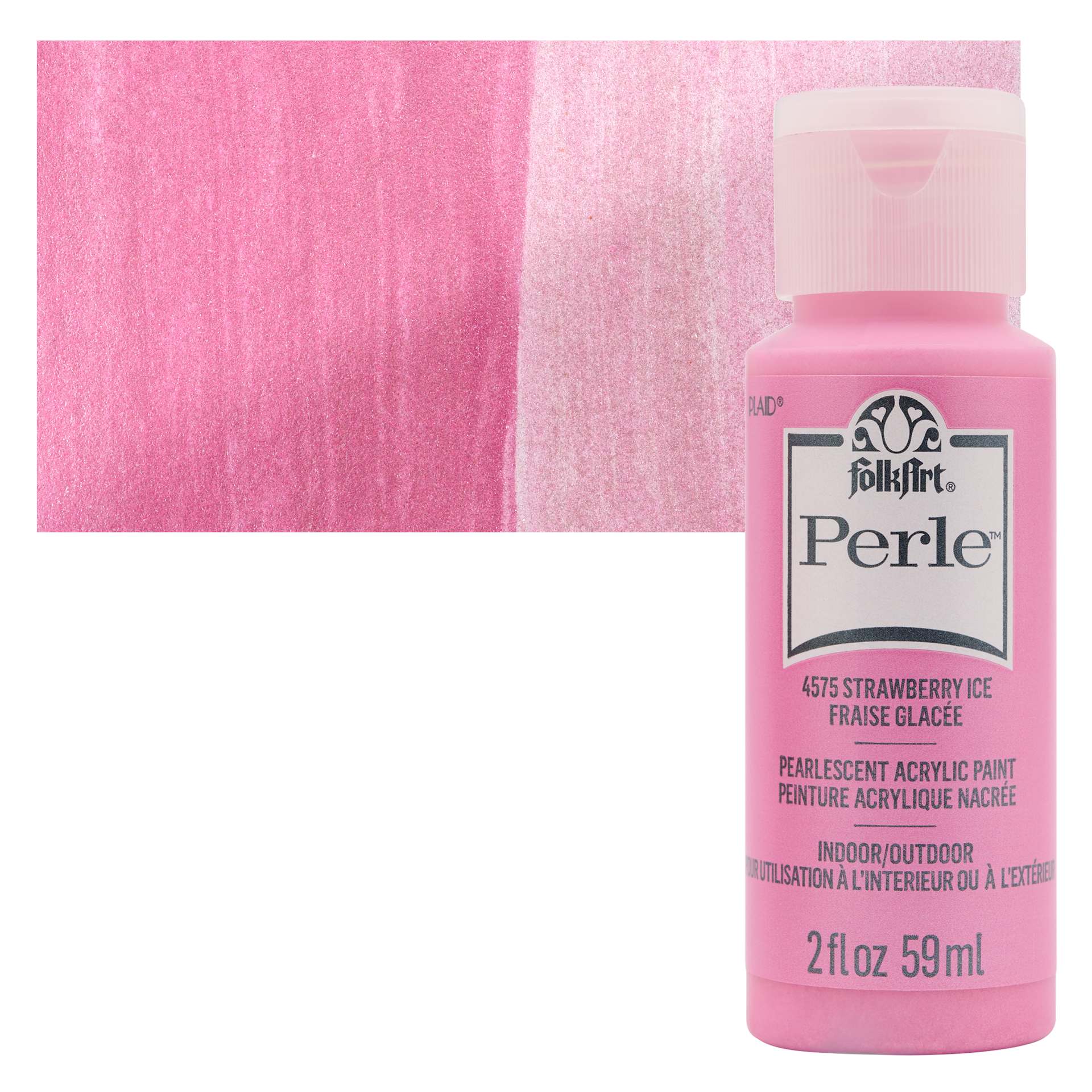 FolkArt Perle Acrylic Paint - Strawberry Ice, 2 oz bottle and swatch