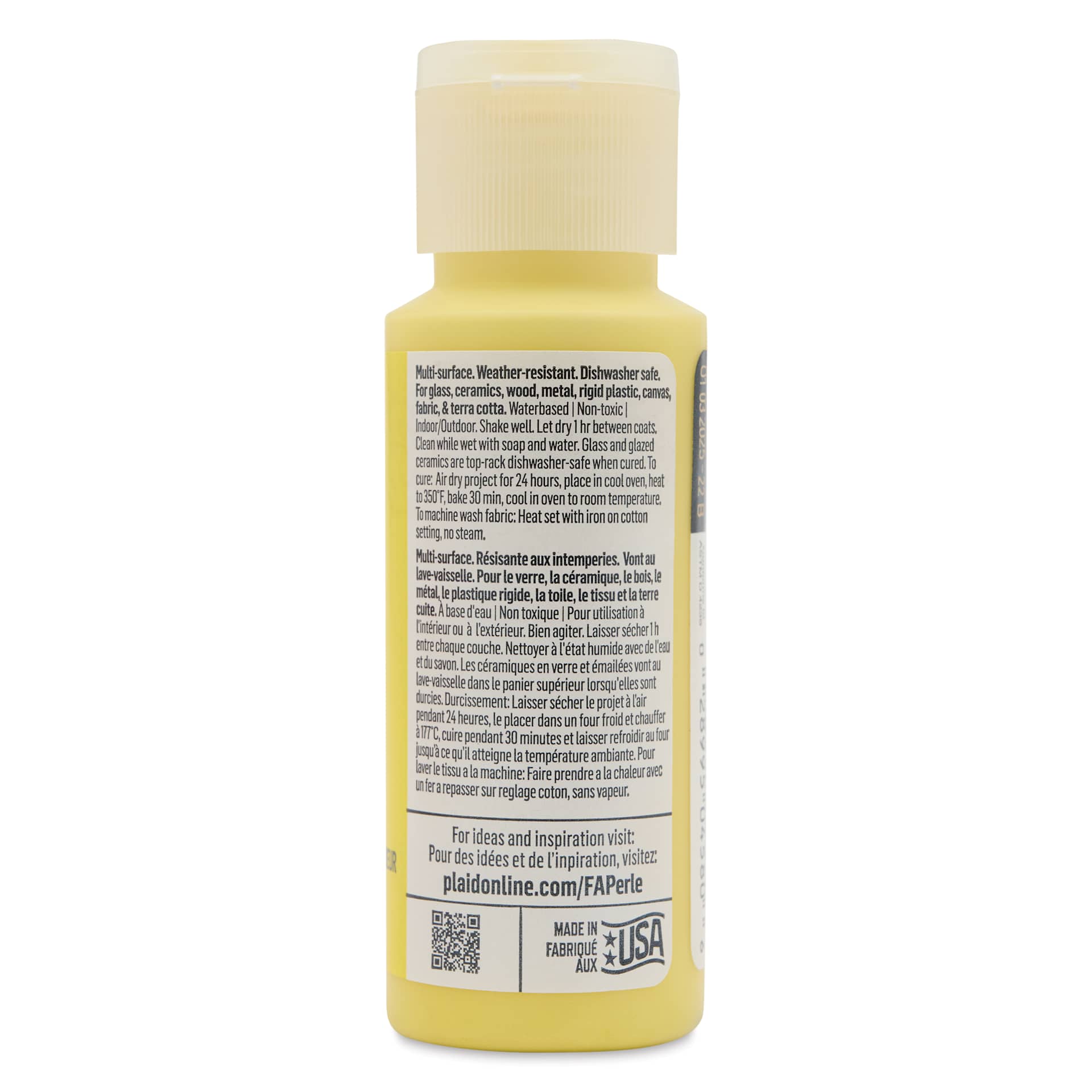 FolkArt Perle Acrylic Paint - Lemon Meringue, 2 oz back of bottle