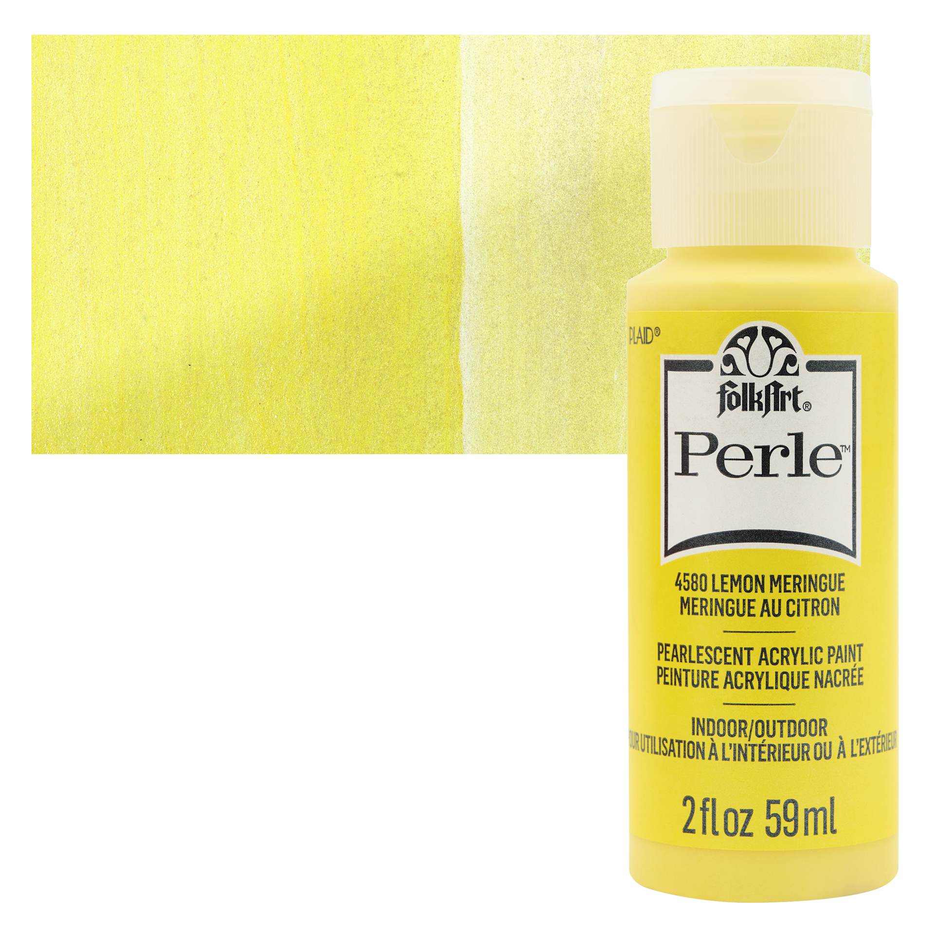 FolkArt Perle Acrylic Paint - Lemon Meringue, 2 oz bottle and swatch