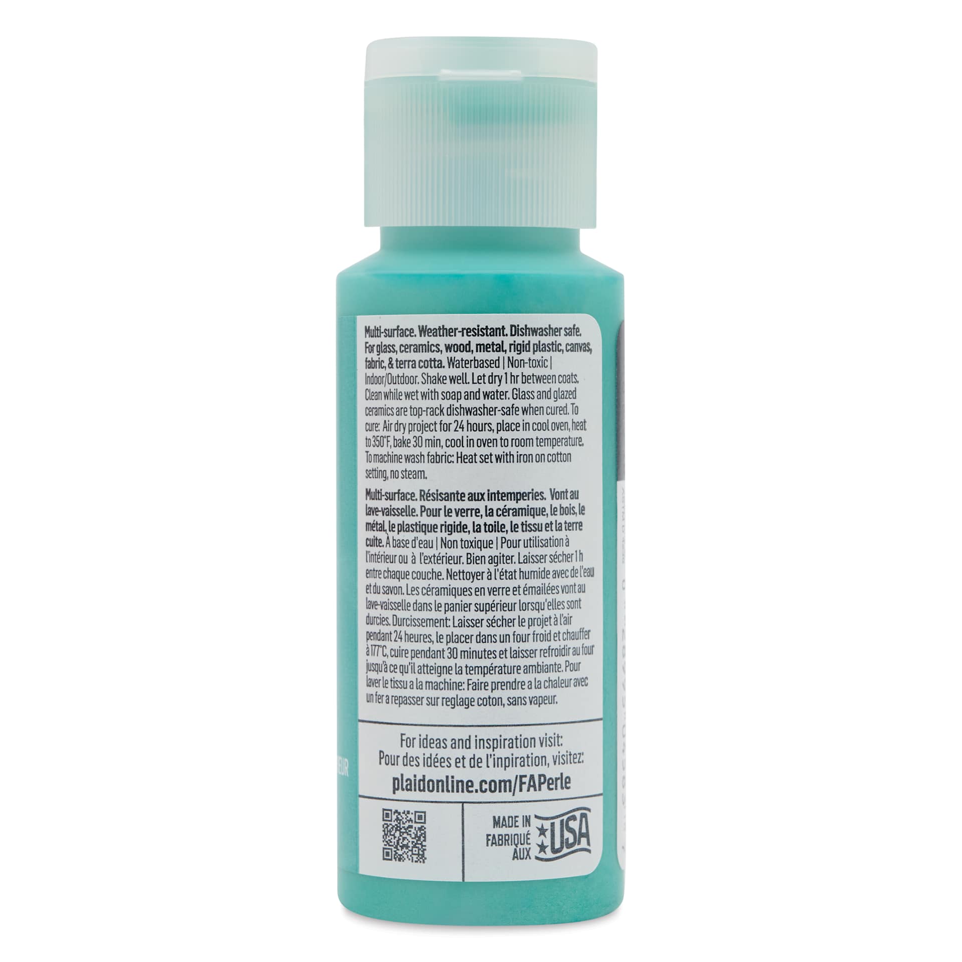 FolkArt Perle Acrylic Paint - Whipped Green, 2 oz back of bottle
