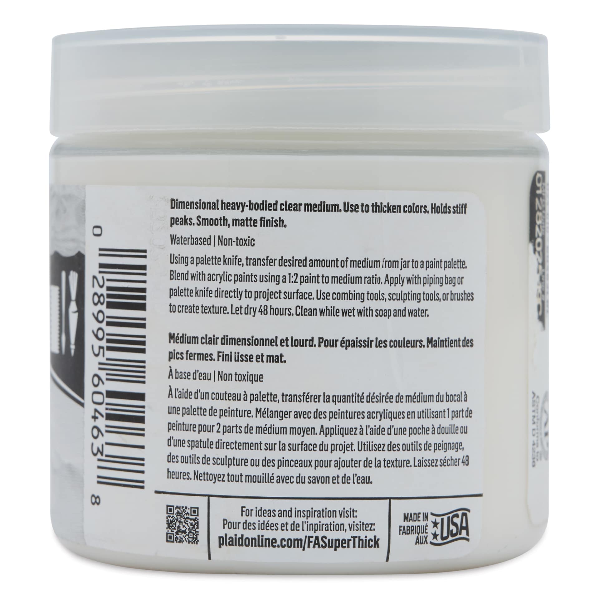 FolkArt Super Thick Tintable Acrylic Medium, 4 oz jar back