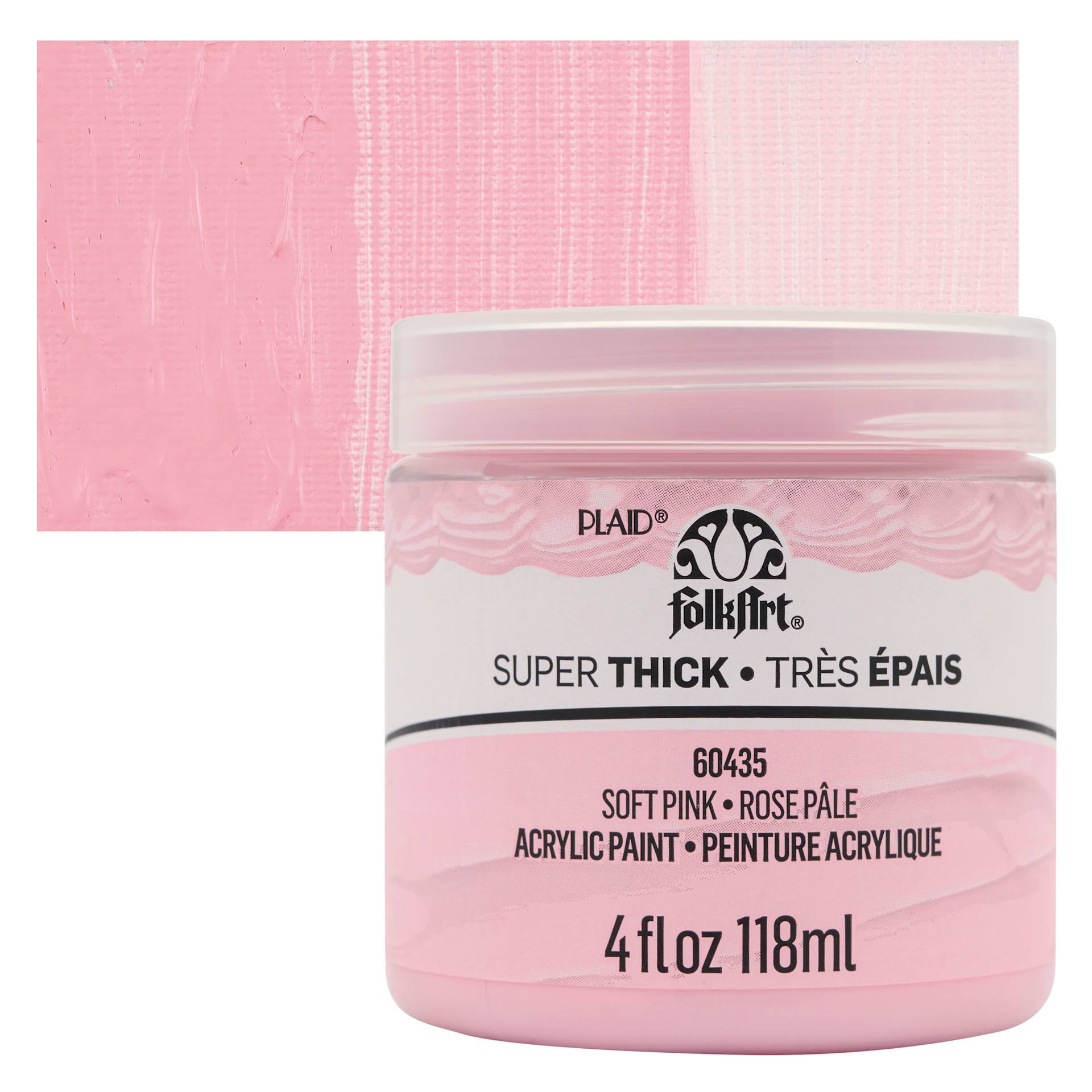 FolkArt Super Thick Acrylic Paint - Soft Pink, 4 oz jar and swatch