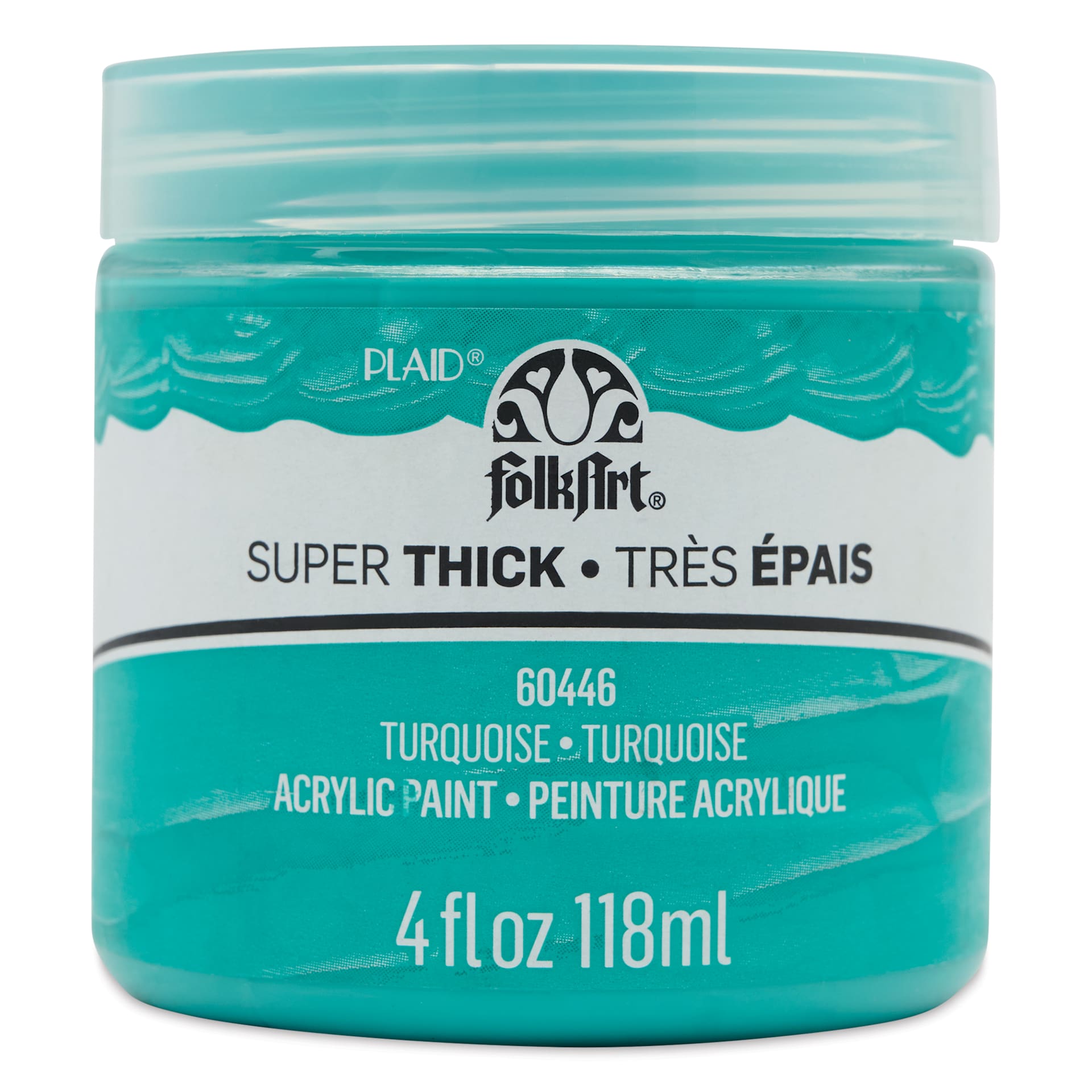 FolkArt Super Thick Acrylic Paint - Turquoise, 4 oz jar, front of jar