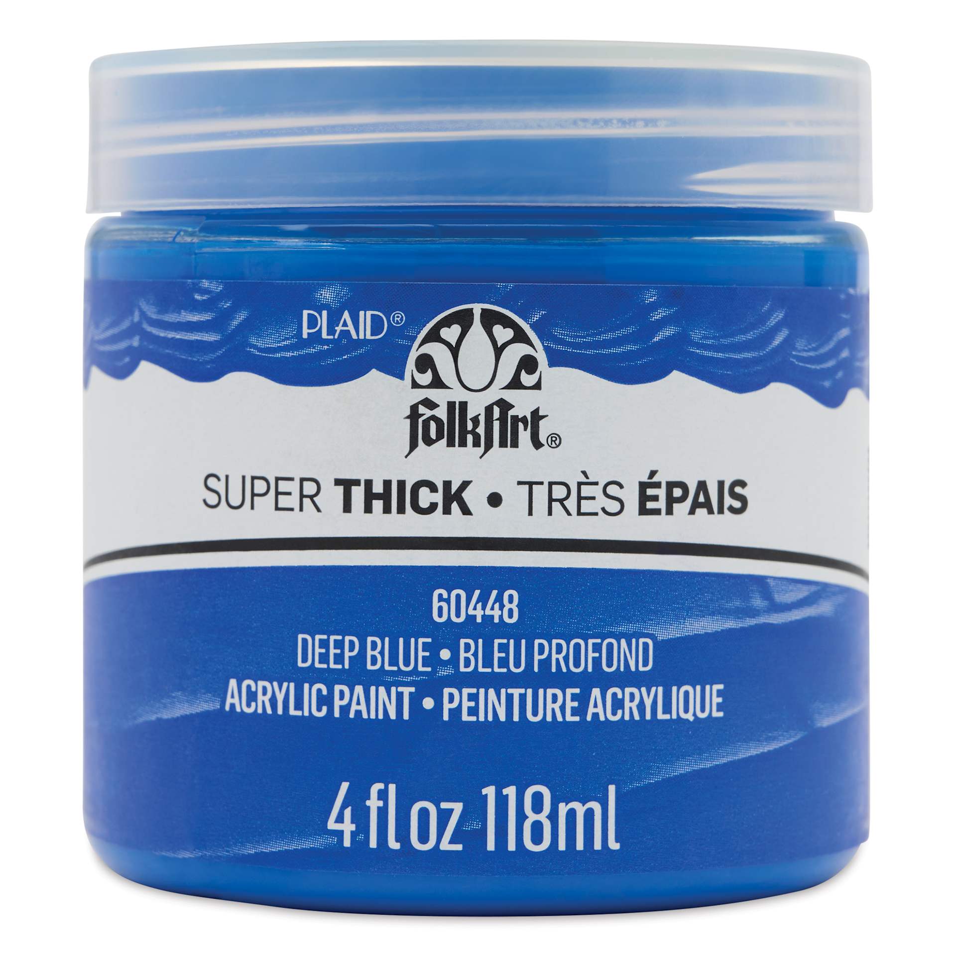 FolkArt Super Thick Acrylic Paint - Deep Blue, 4 oz jar, front of jar