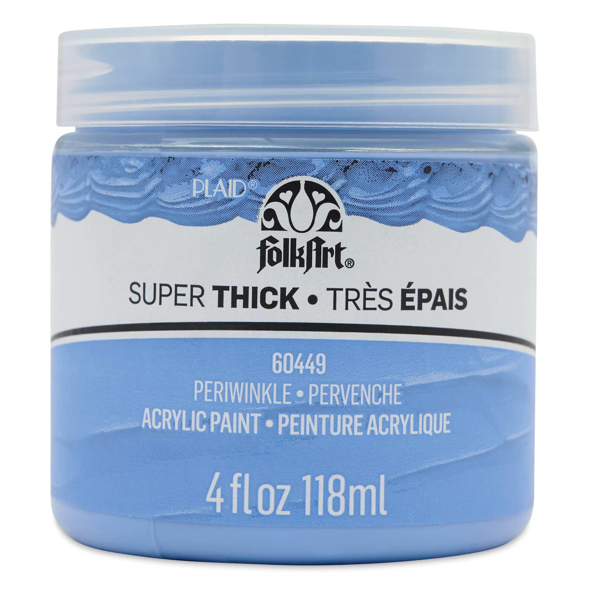 FolkArt Super Thick Acrylic Paint - Periwinkle, 4 oz jar, front of jar