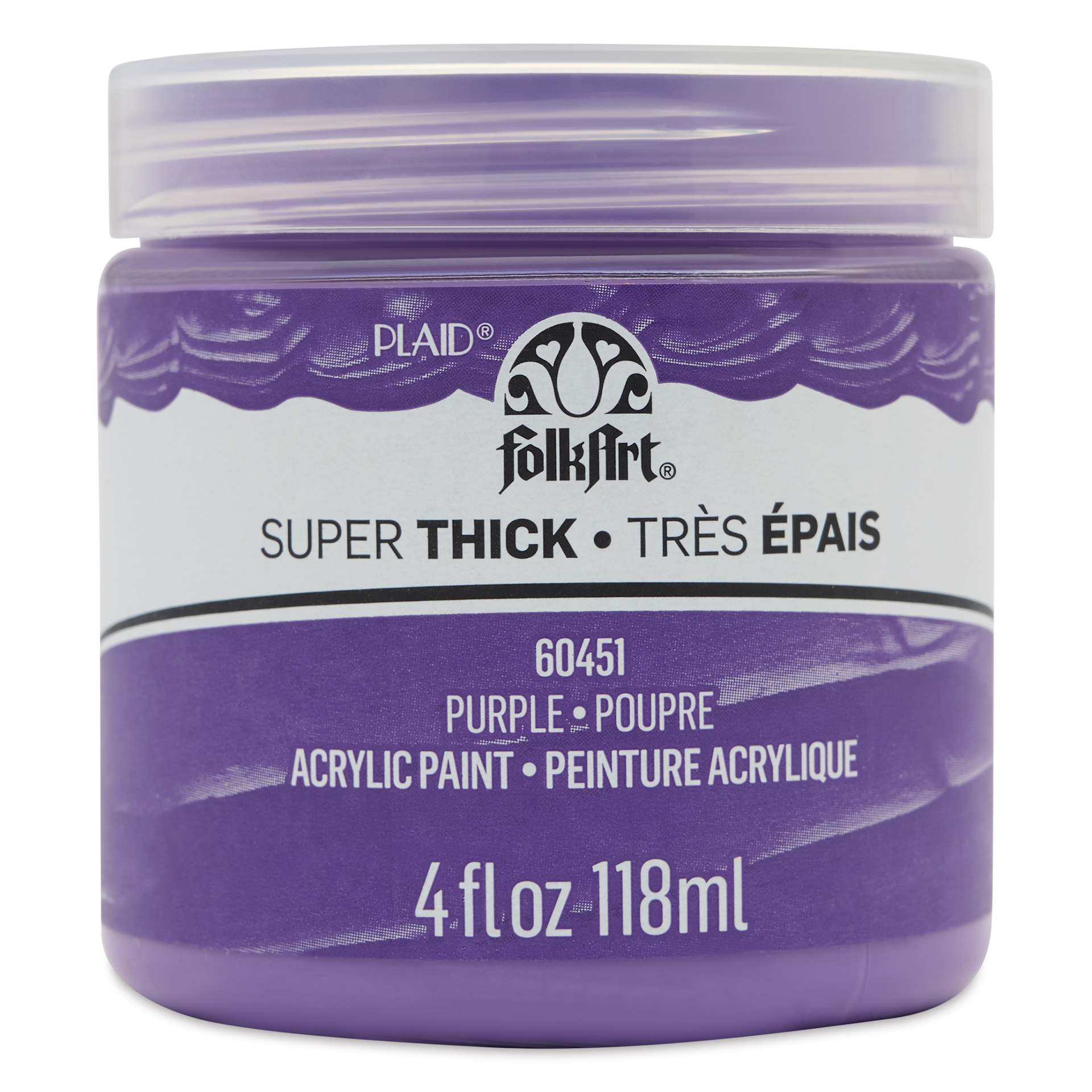 FolkArt Super Thick Acrylic Paint - Purple, 4 oz jar, front of jar